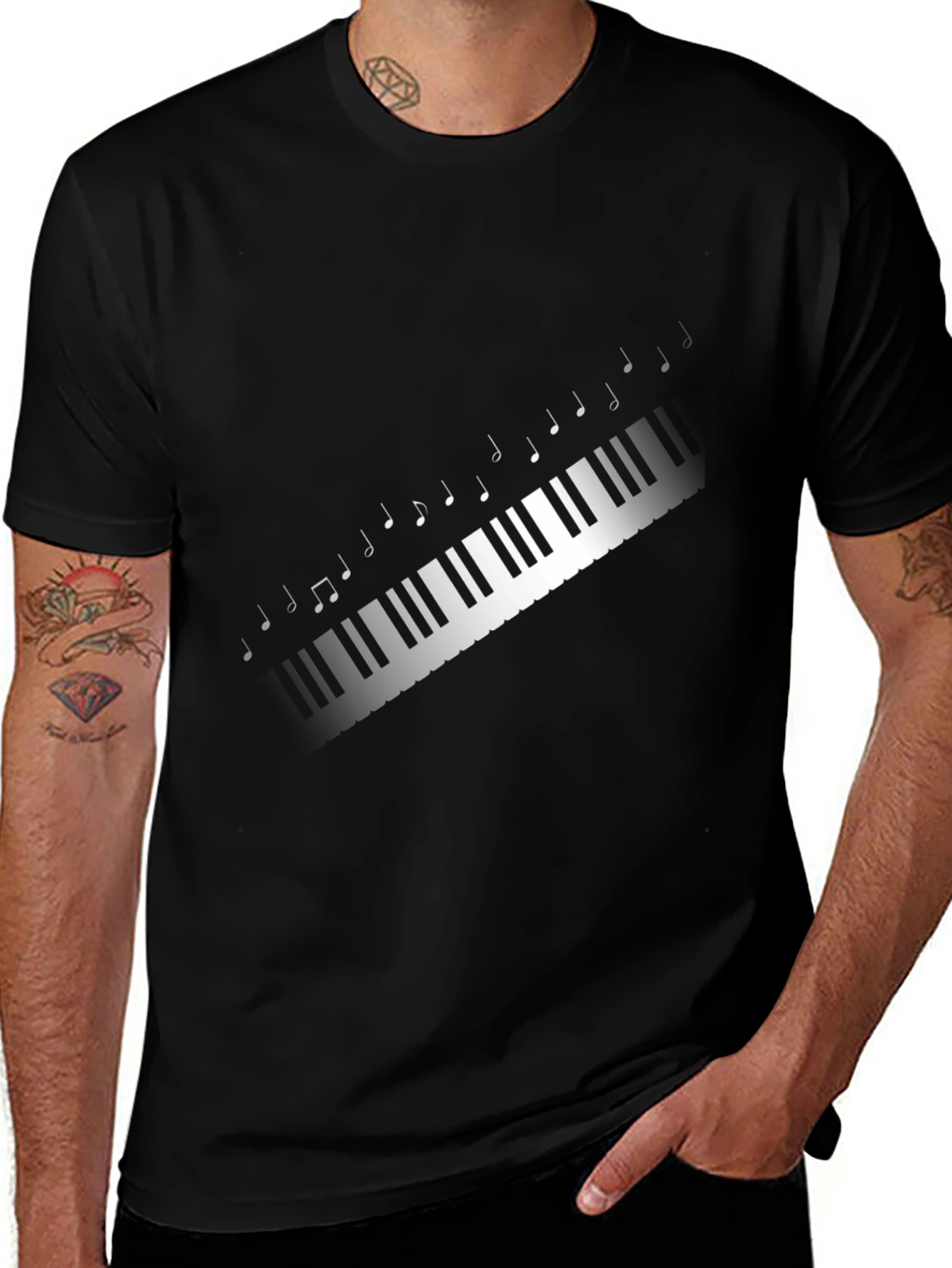 Musical Keys Graphic Tee - Black Casual T-Shirt