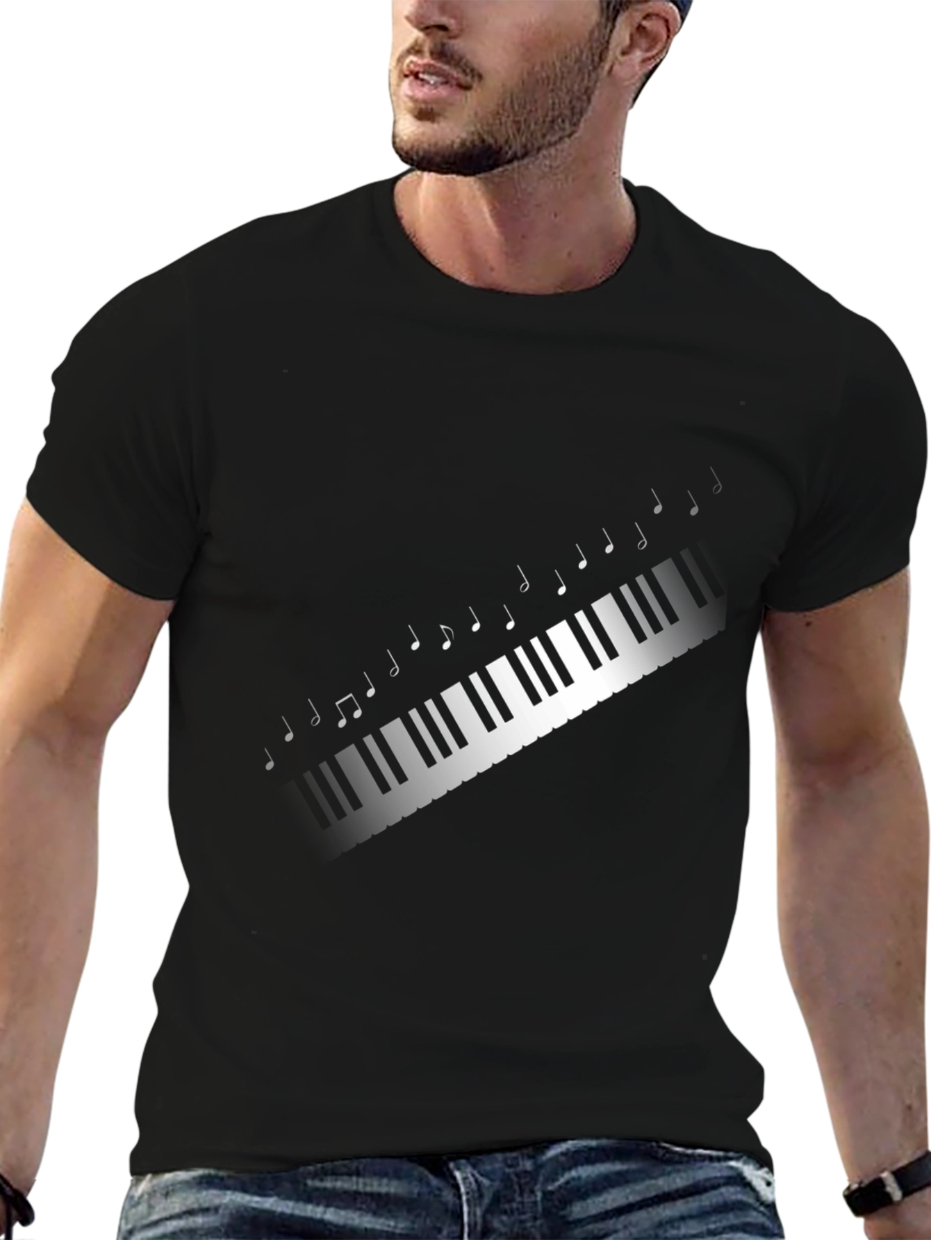 Musical Keys Graphic Tee - Black Casual T-Shirt