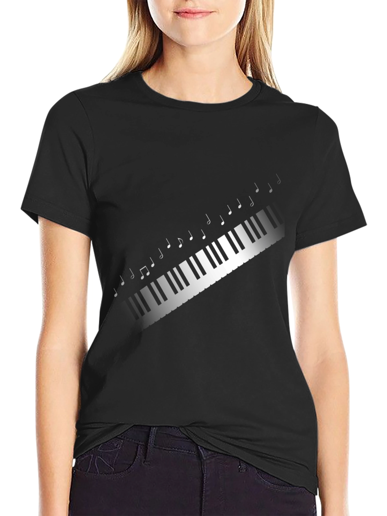 Musical Keys Graphic Tee - Black Casual T-Shirt