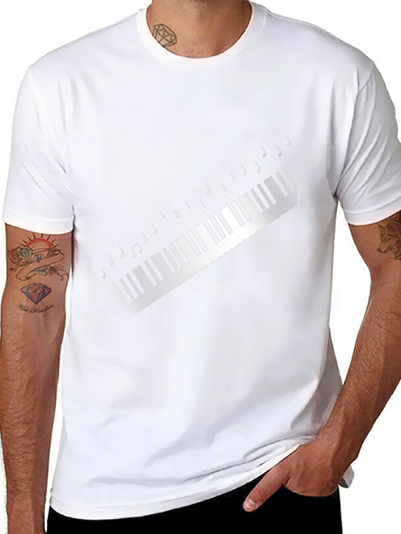 Musical Keys Graphic Tee - Black Casual T-Shirt