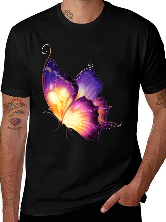 Butterfly Graphic Tee - Stylish Mens Black T-Shirt