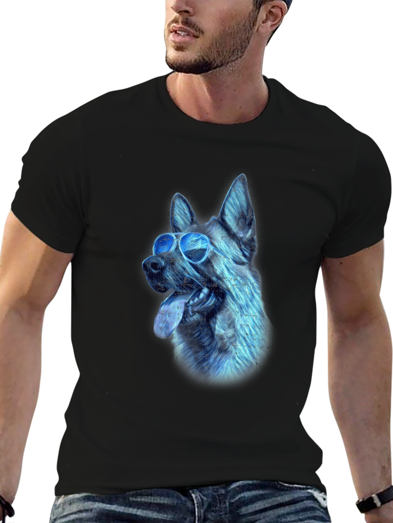 Cool Dog Graphic Tee - Black Cotton Blend