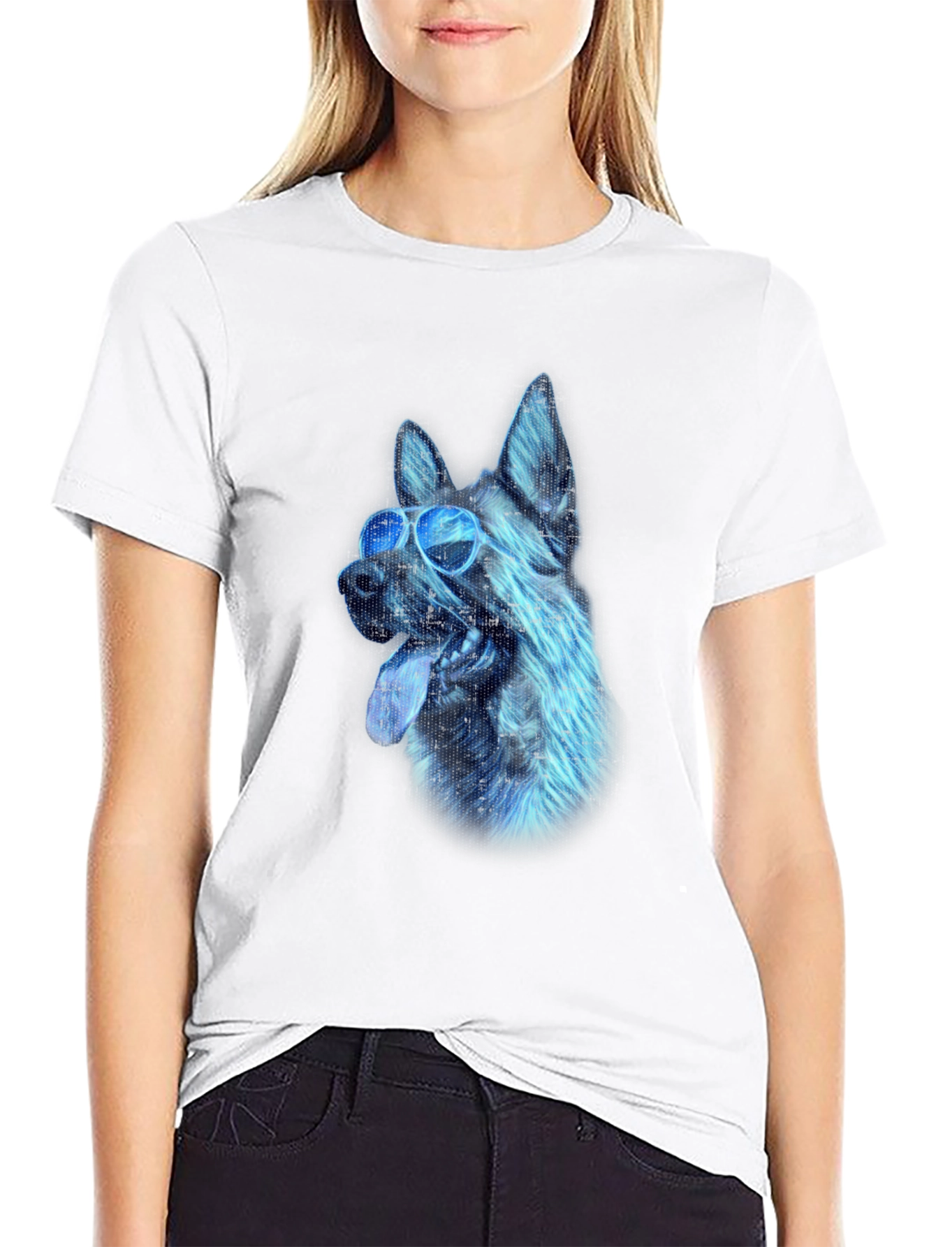 Cool Dog Graphic Tee - Black Cotton Blend