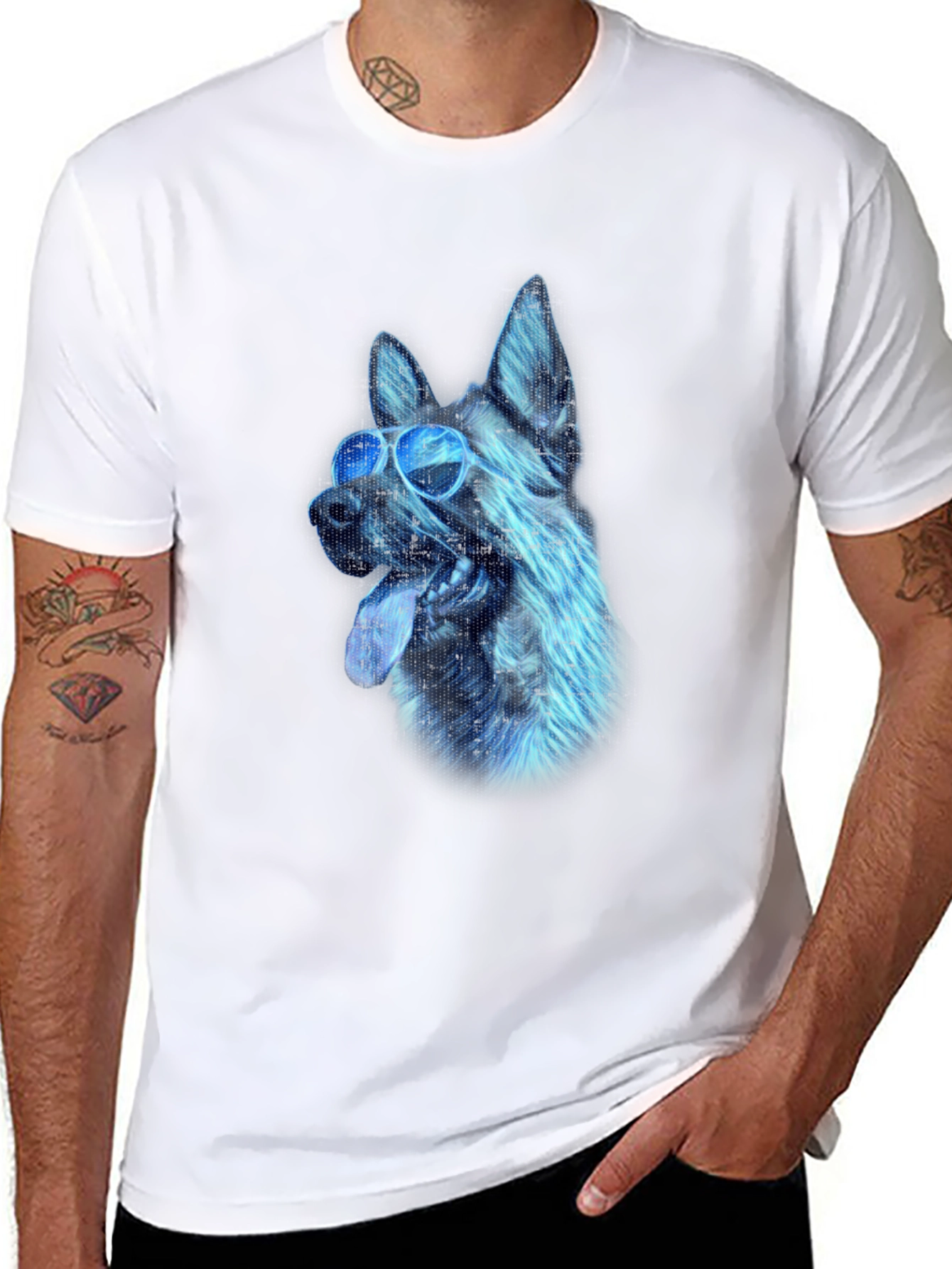 Cool Dog Graphic Tee - Black Cotton Blend