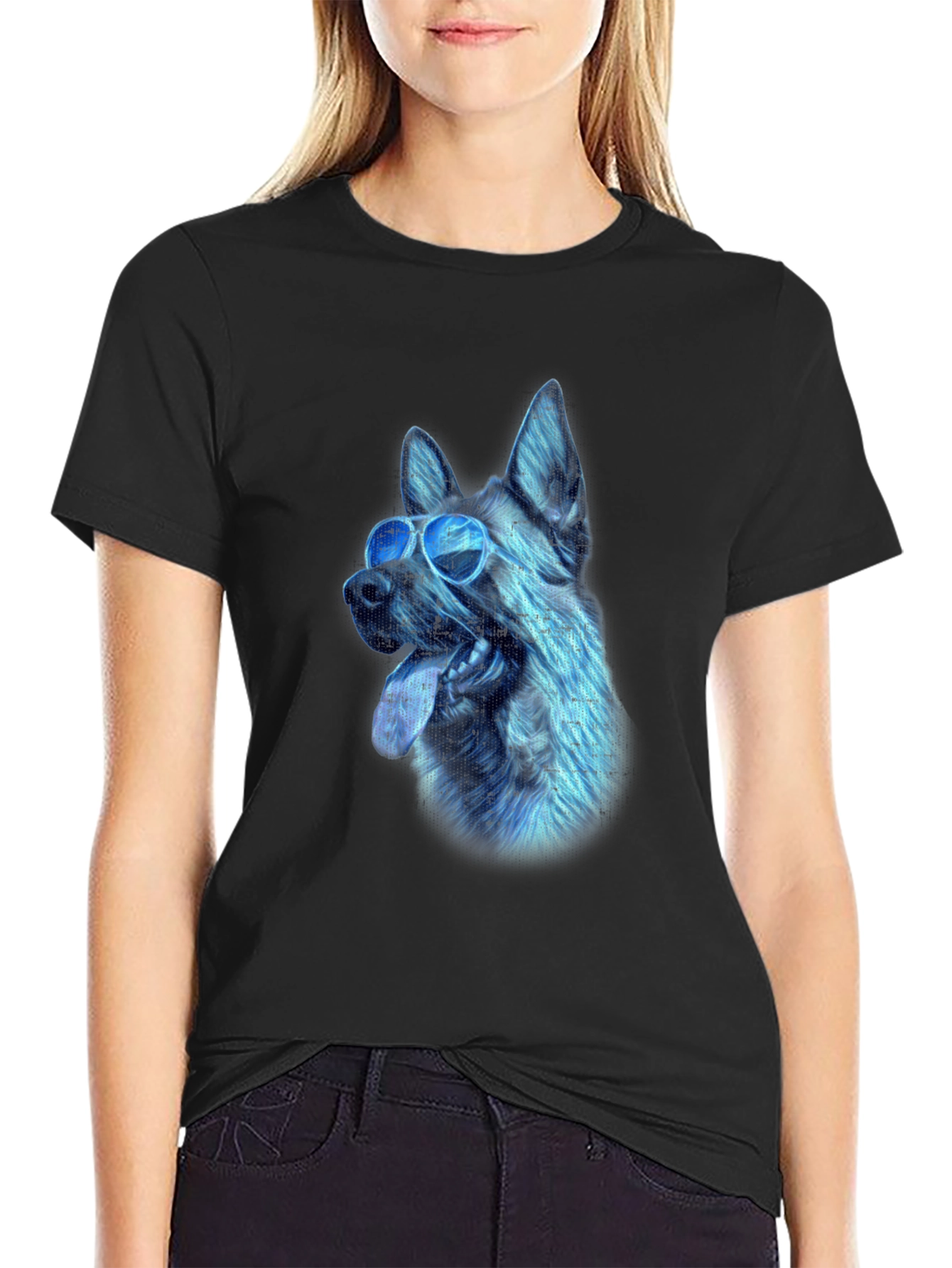 Cool Dog Graphic Tee - Black Cotton Blend