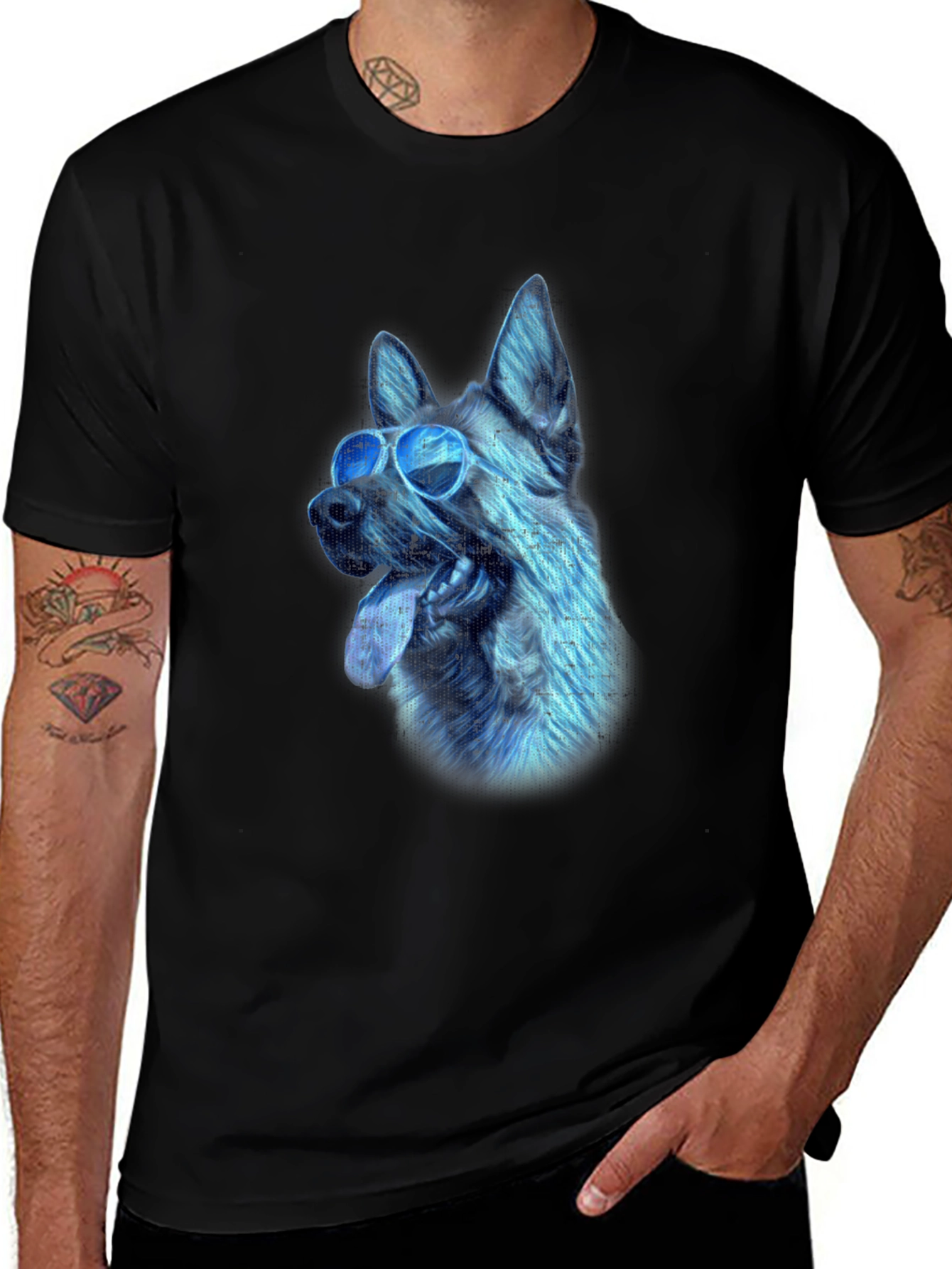 Cool Dog Graphic Tee - Black Cotton Blend