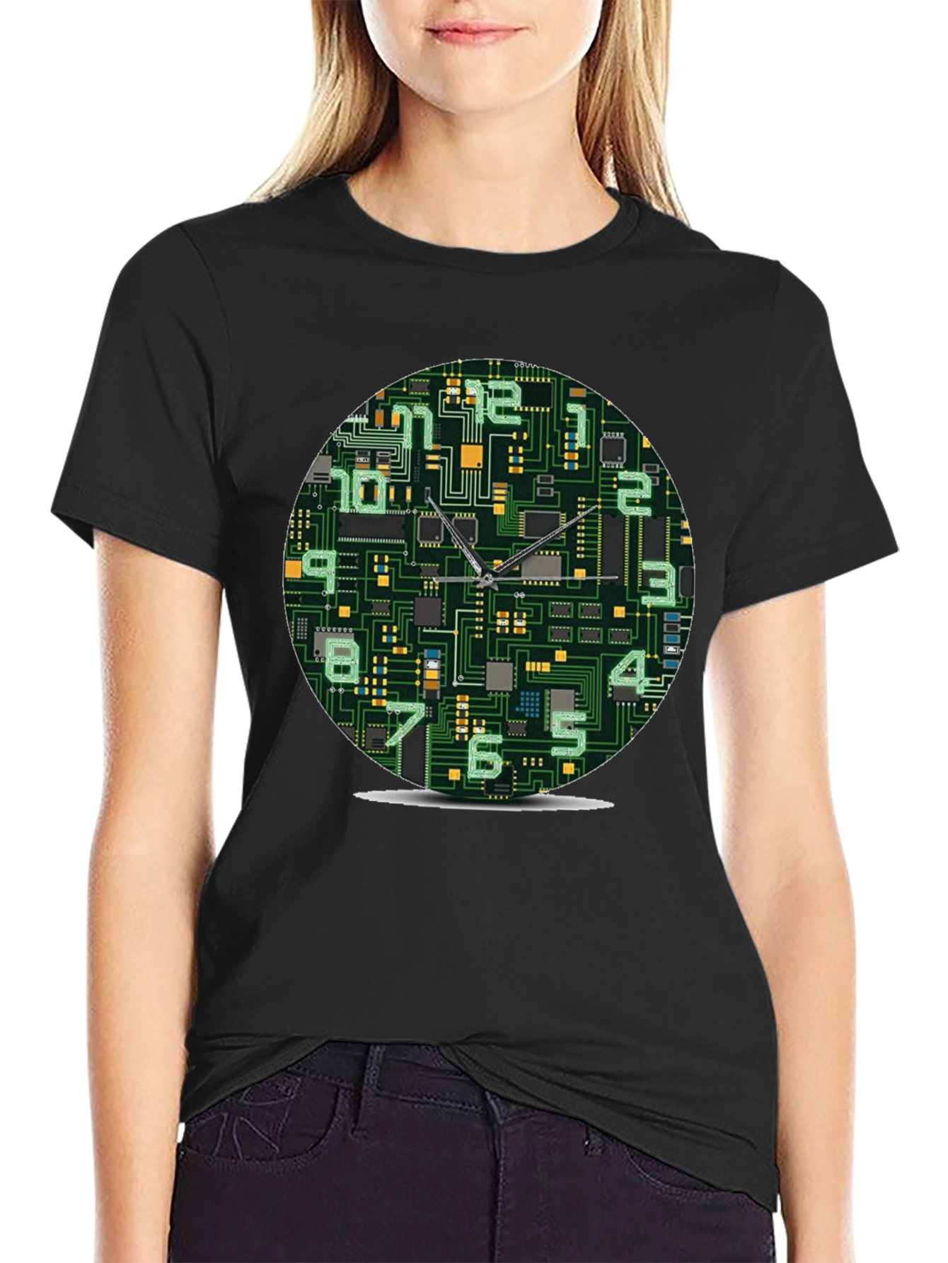 Circuit Board Clock Graphic T-Shirt