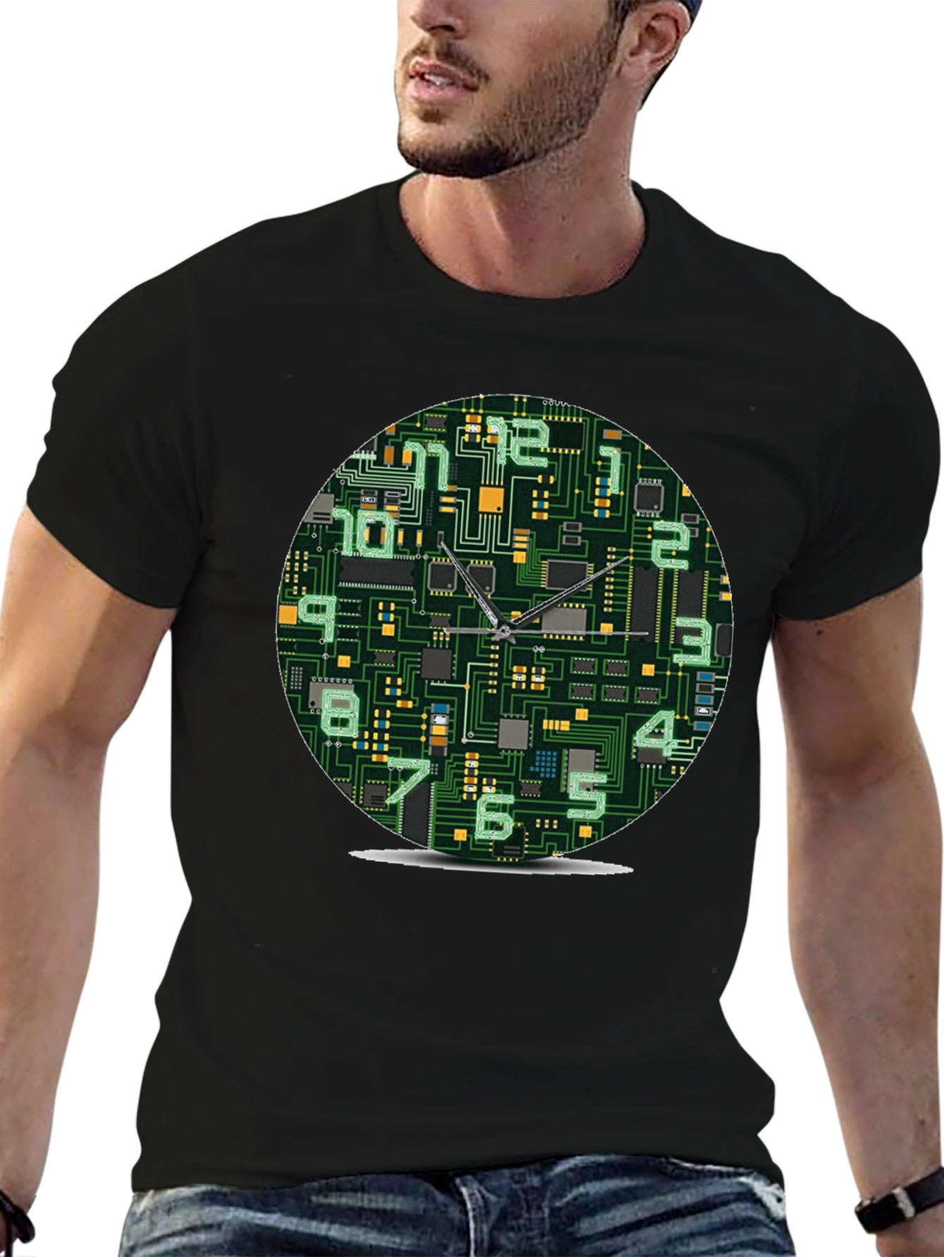 Circuit Board Clock Graphic T-Shirt