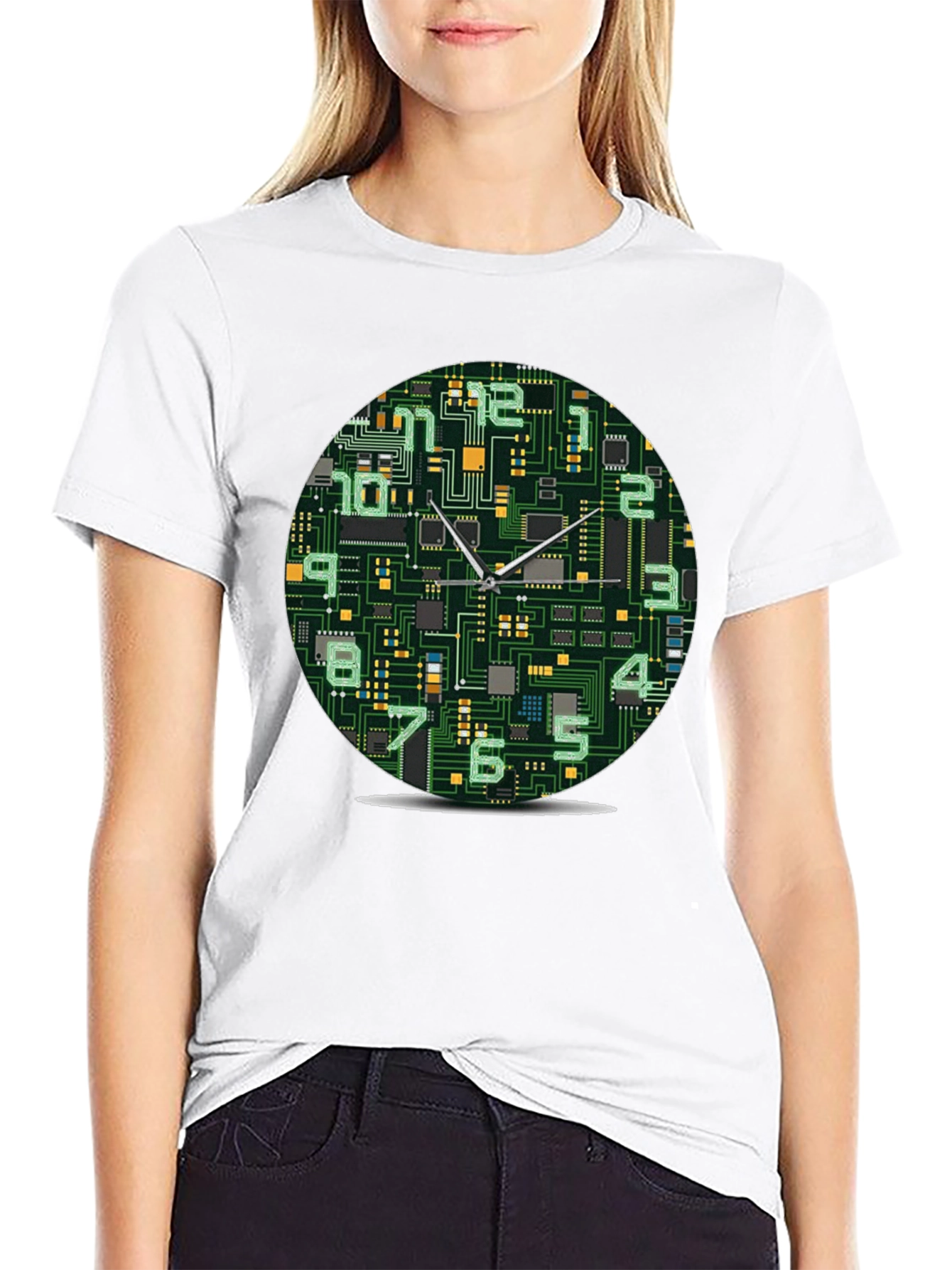 Circuit Board Clock Graphic T-Shirt