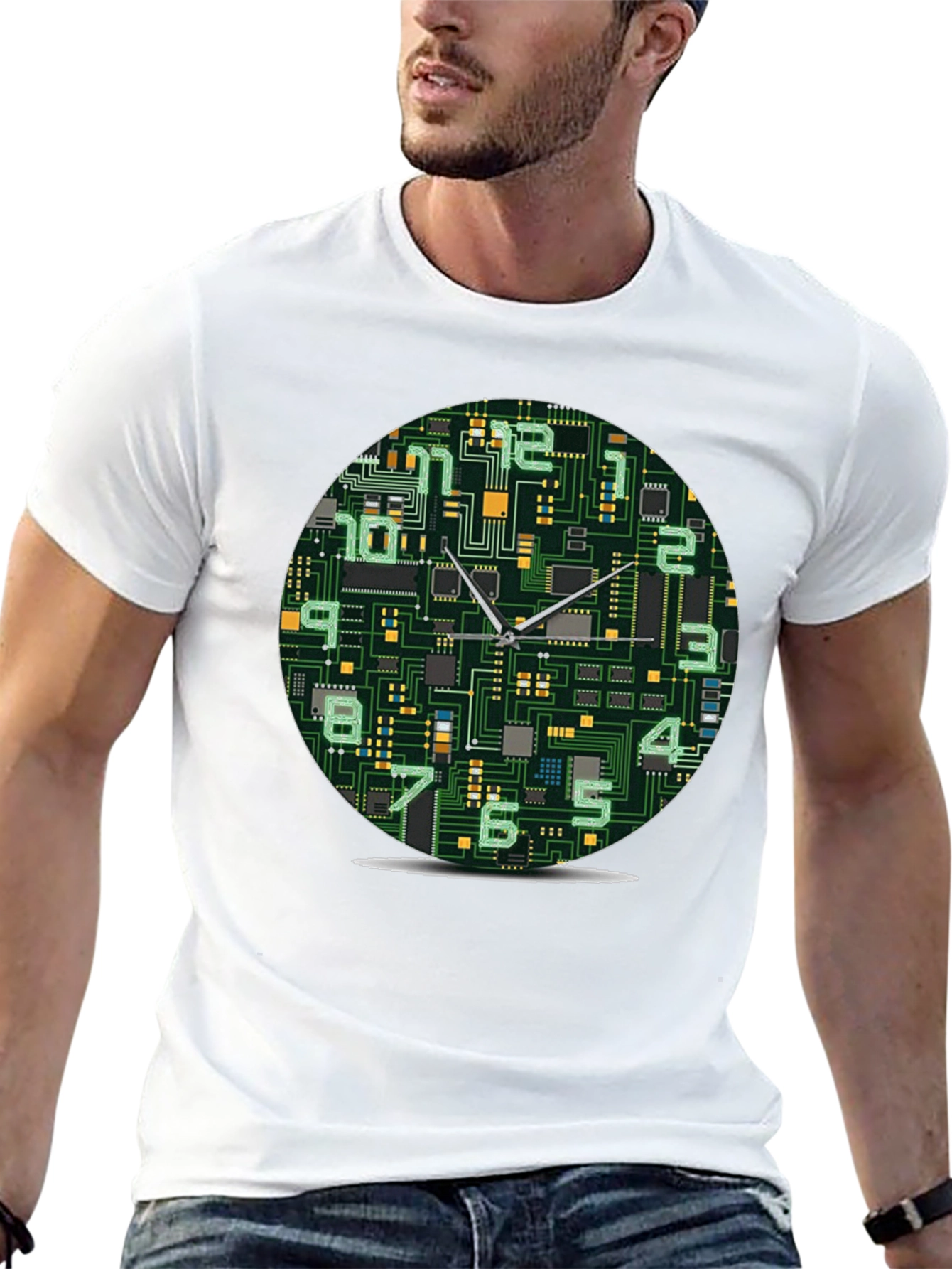 Circuit Board Clock Graphic T-Shirt