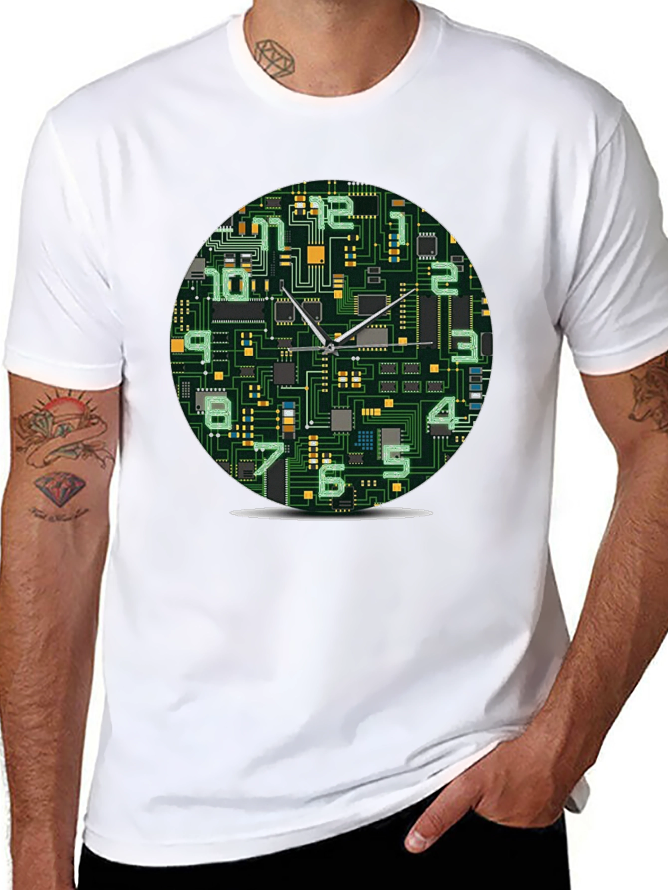 Circuit Board Clock Graphic T-Shirt