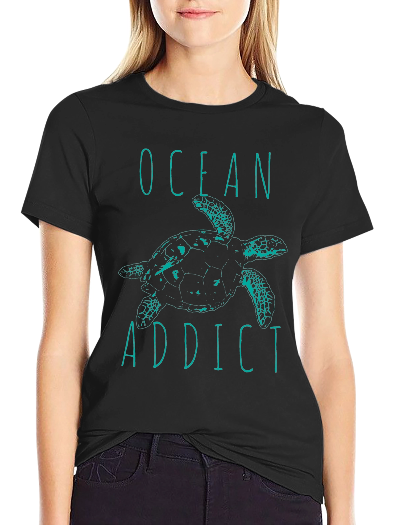 Ocean Addict Turtle Graphic Black T-Shirt