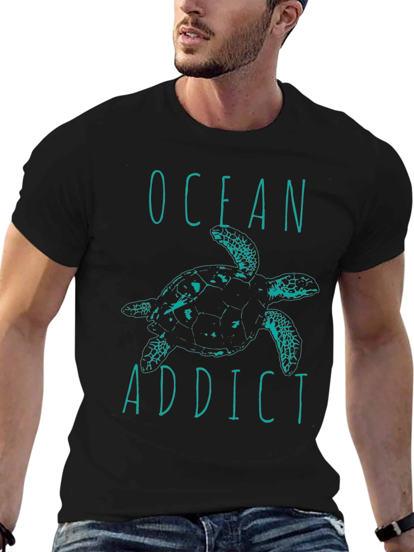 Ocean Addict Turtle Graphic Black T-Shirt
