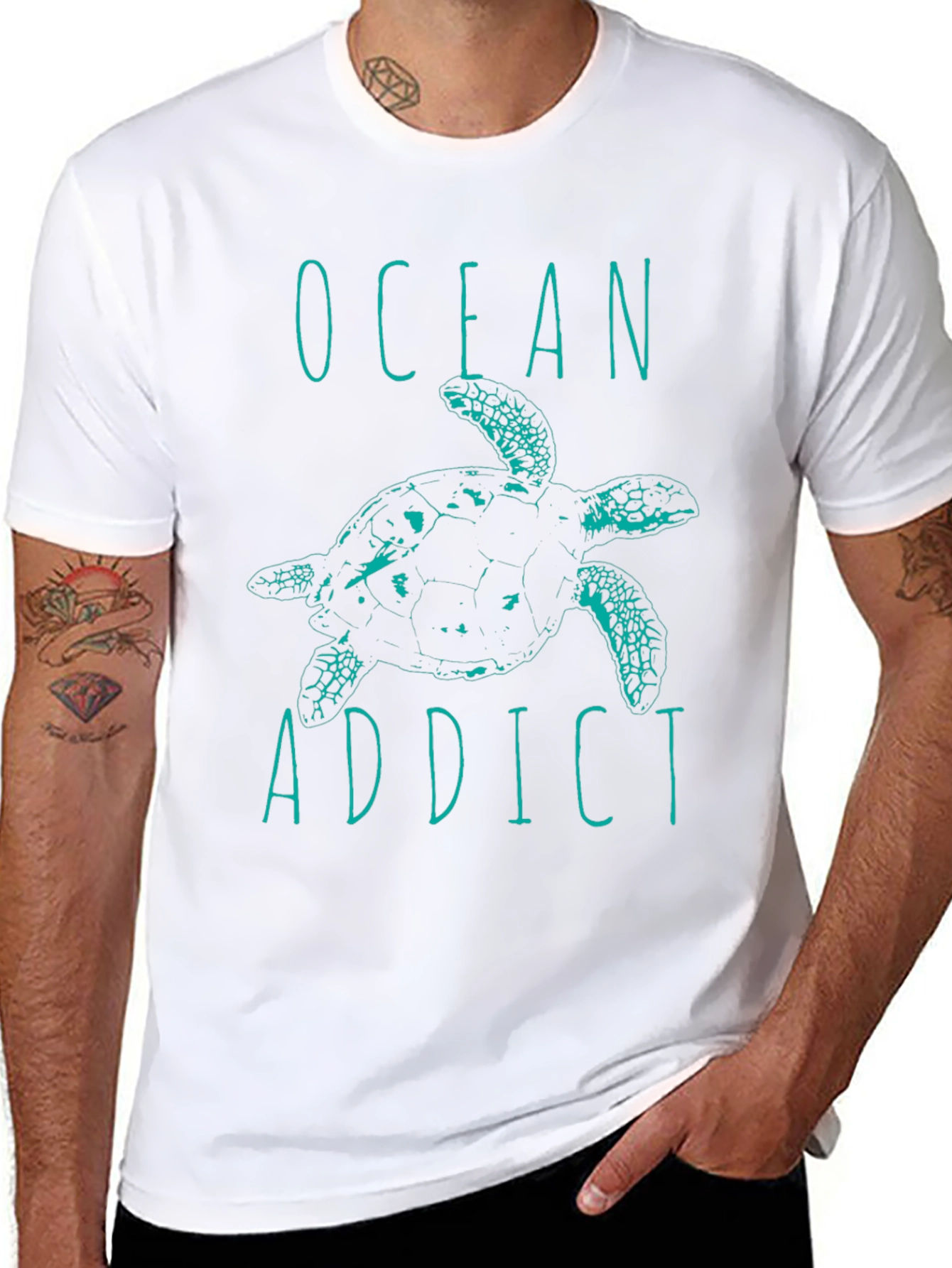Ocean Addict Turtle Graphic Black T-Shirt