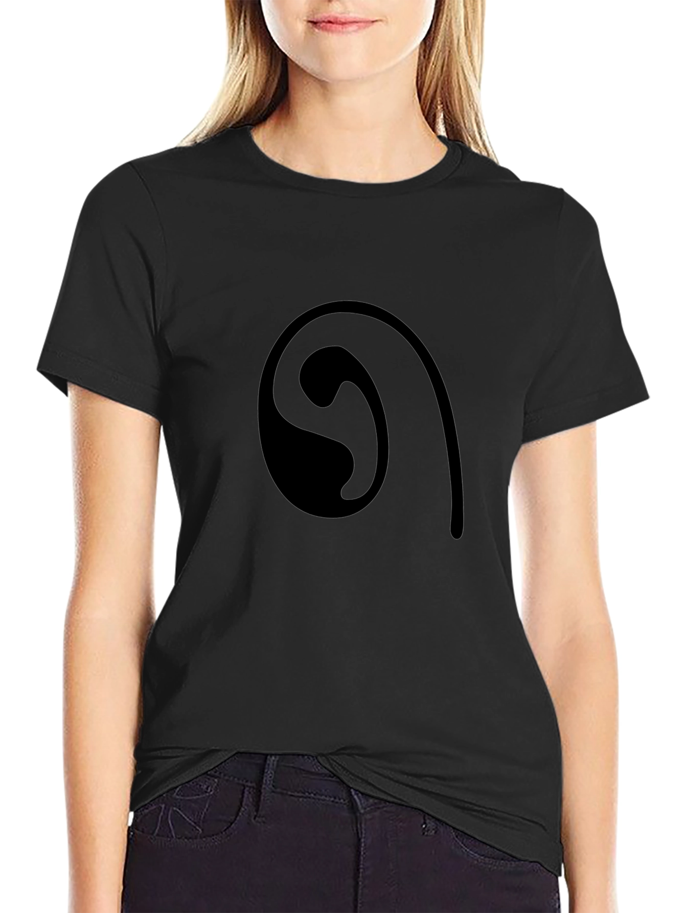 Black Graphic Tee - Abstract Swirl Design