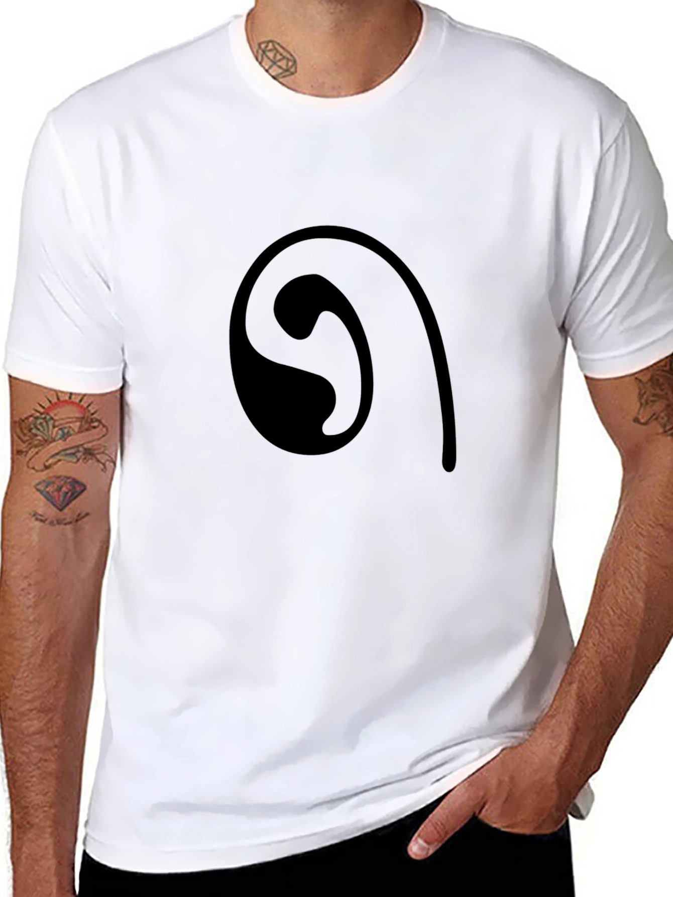 Black Graphic Tee - Abstract Swirl Design