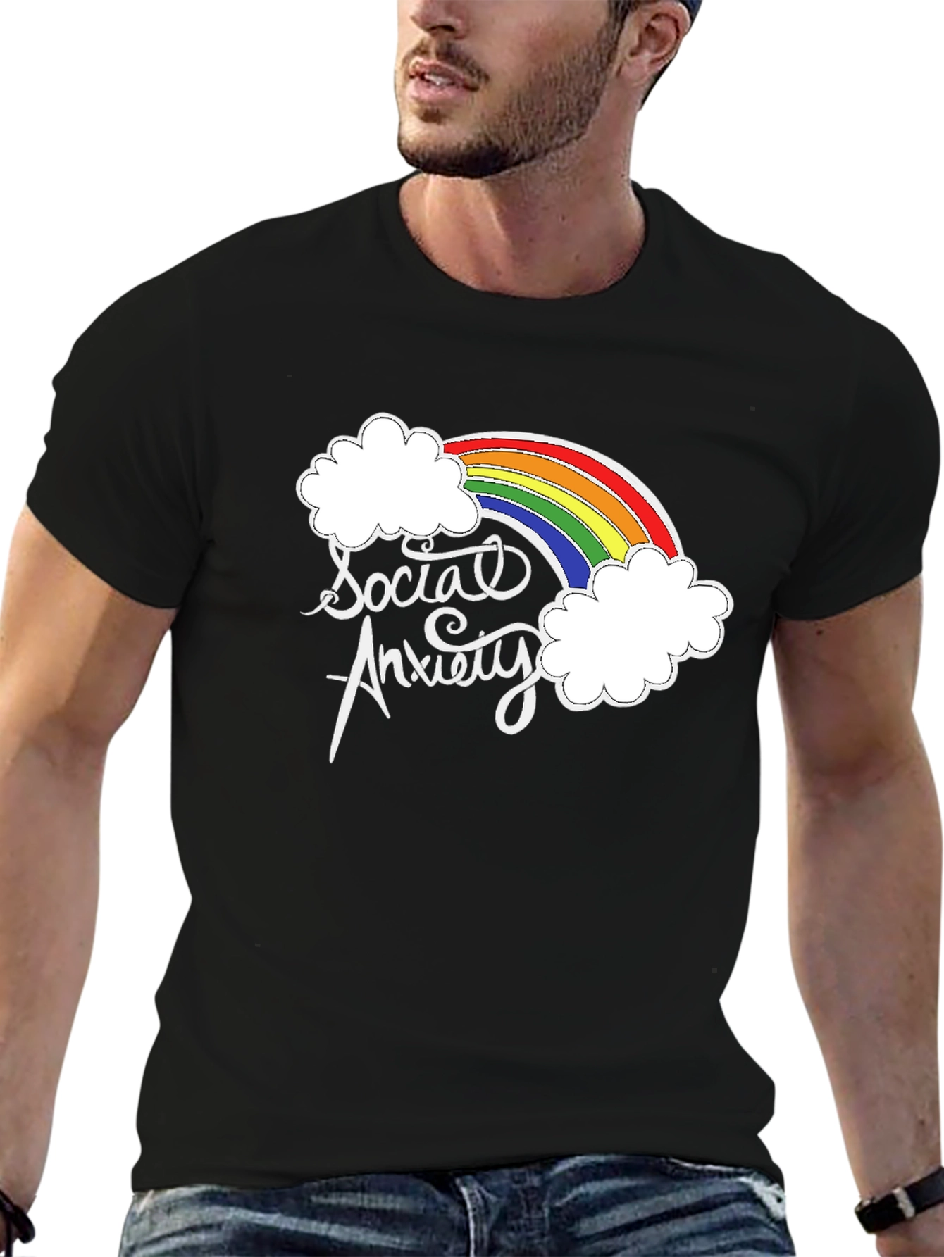 Social Anxiety Rainbow Graphic T-Shirt
