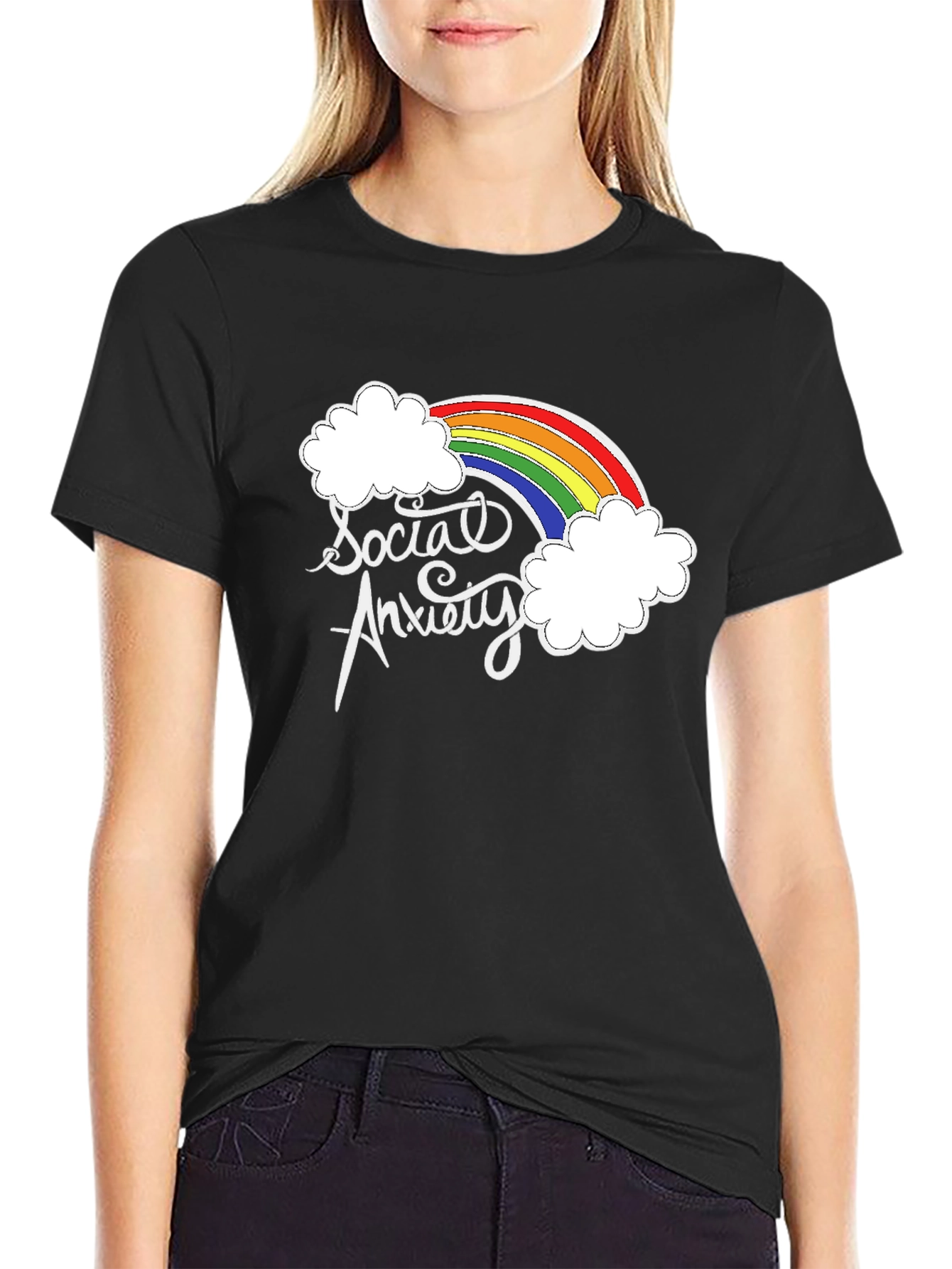 Social Anxiety Rainbow Graphic T-Shirt