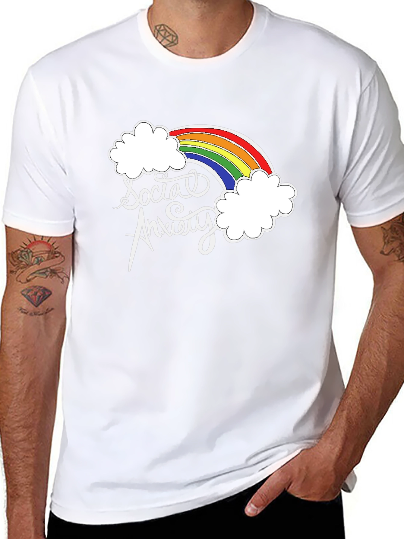 Social Anxiety Rainbow Graphic T-Shirt