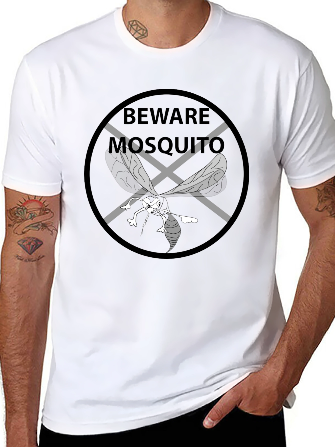 Beware Mosquito Graphic Tee - Black Cotton T-Shirt
