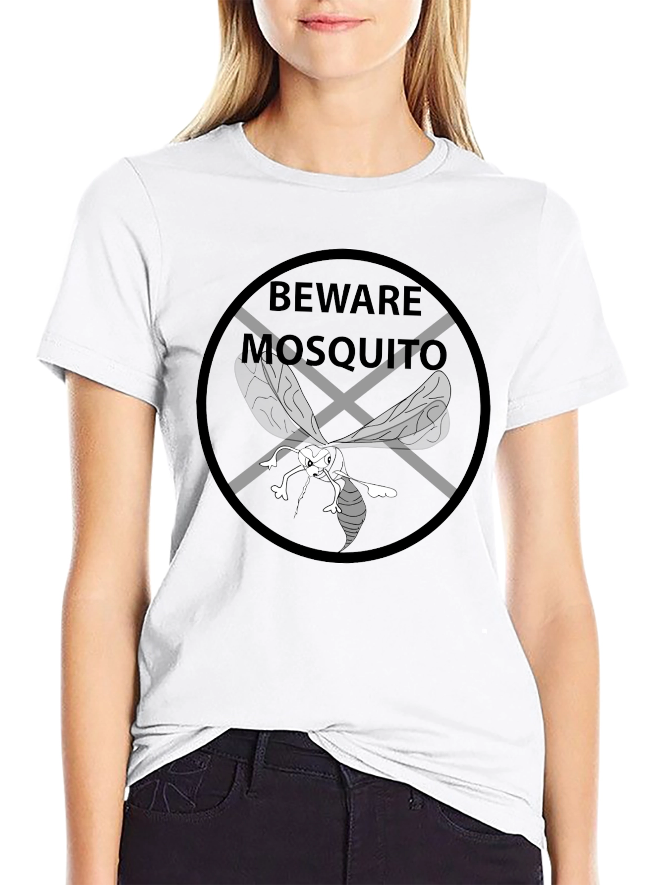 Beware Mosquito Graphic Tee - Black Cotton T-Shirt