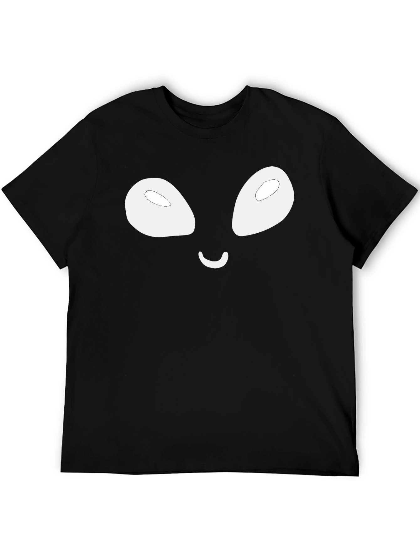 Alien Face Graphic Tee - Casual Black T-Shirt