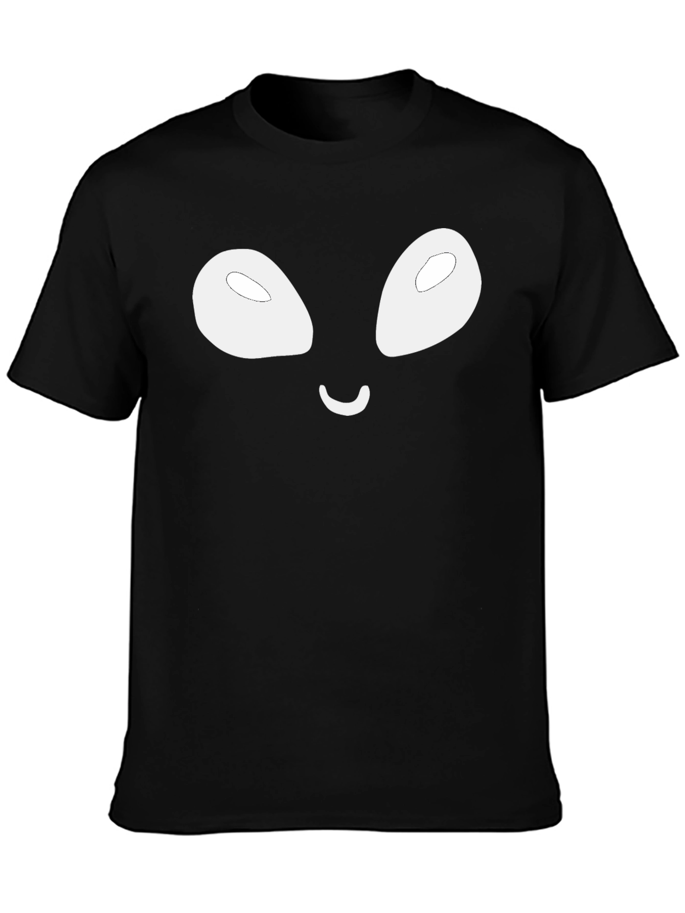 Alien Face Graphic Tee - Casual Black T-Shirt