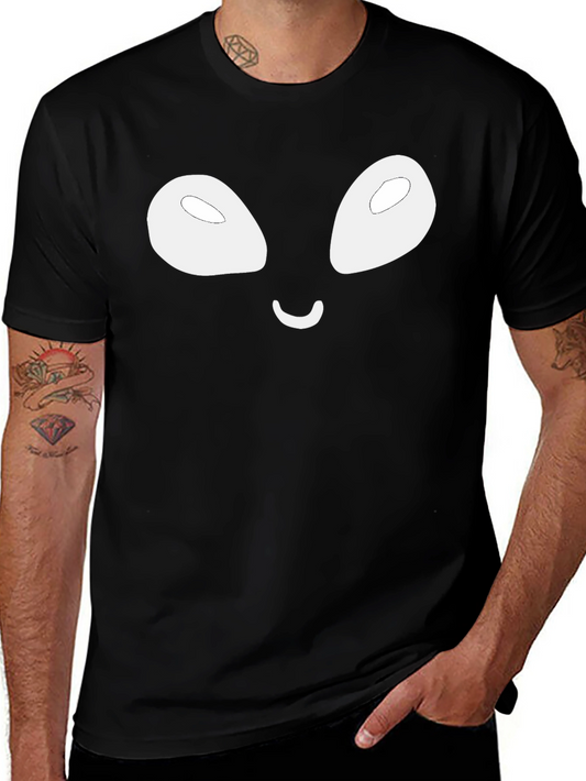 Alien Face Graphic Tee - Casual Black T-Shirt