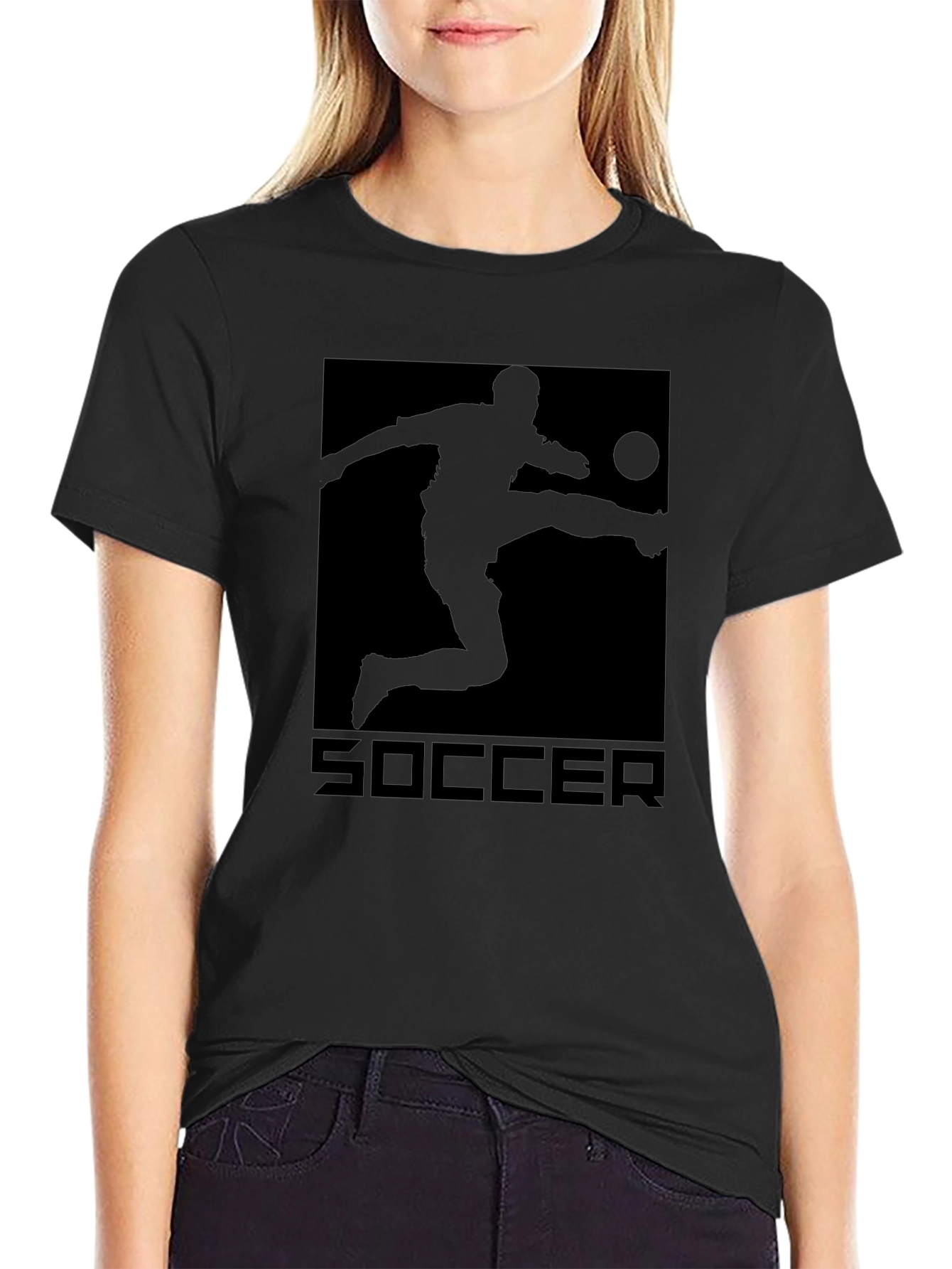 Soccer Graphic Tee - Black Cotton T-Shirt