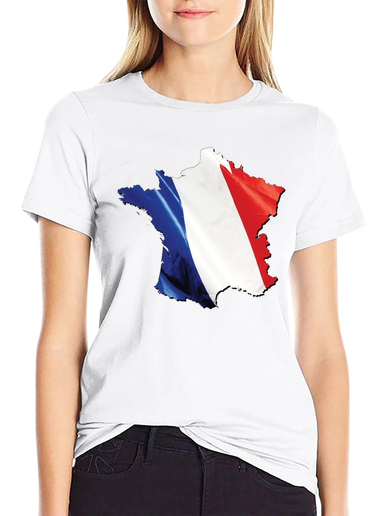 France Flag T-Shirt - Black Crew Neck Graphic Tee