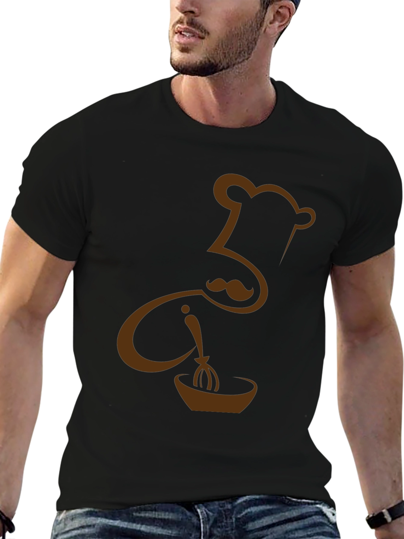Chef Hat Mustache Whisk Graphic T-Shirt