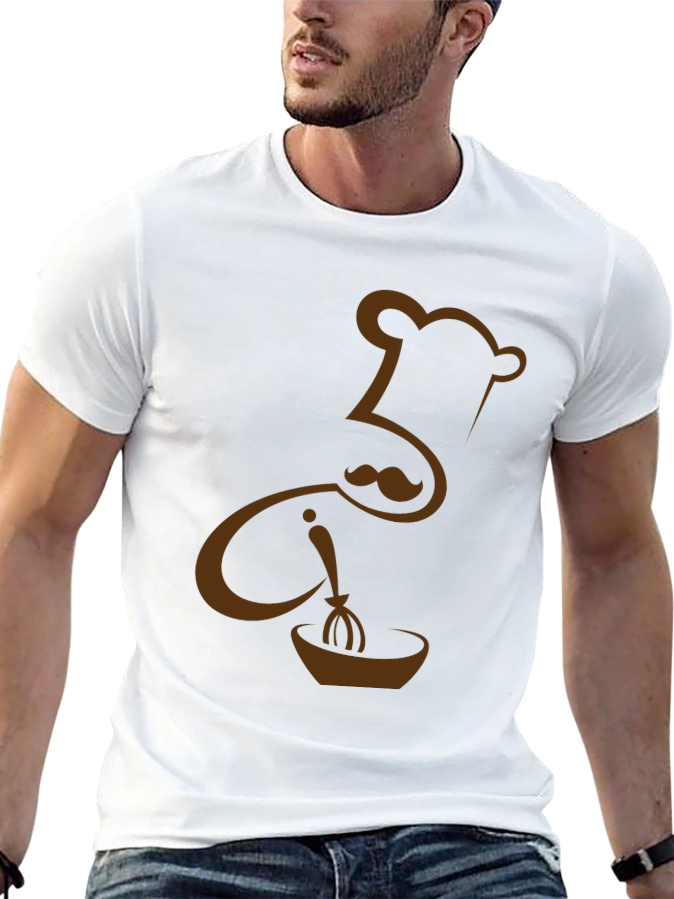 Chef Hat Mustache Whisk Graphic T-Shirt