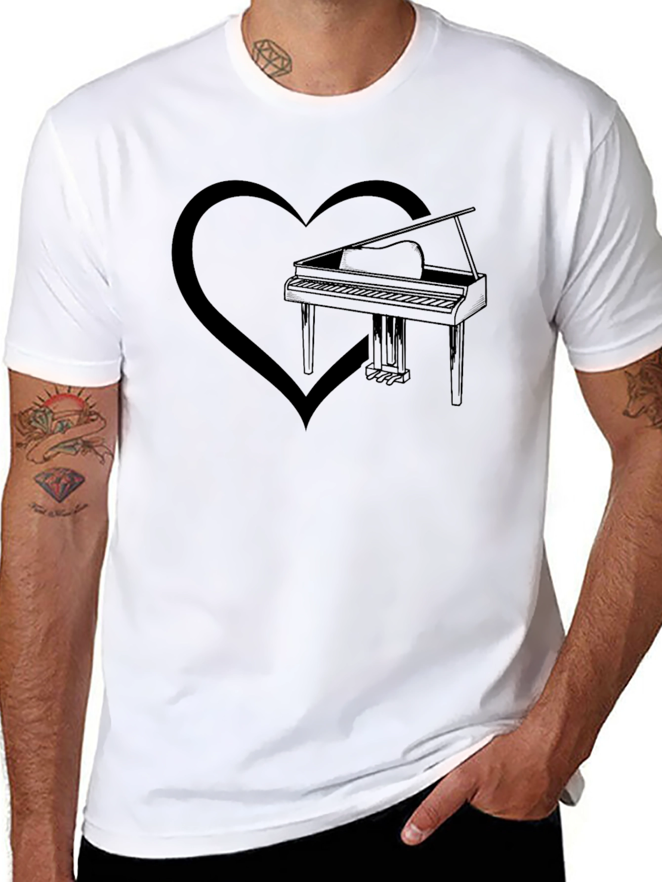 Piano Heart Graphic Tee - Music Lover T-Shirt
