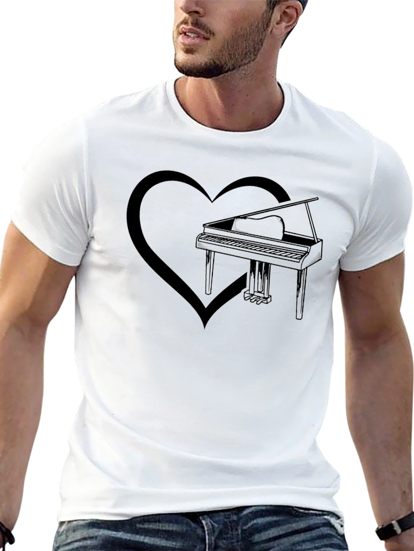 Piano Heart Graphic Tee - Music Lover T-Shirt