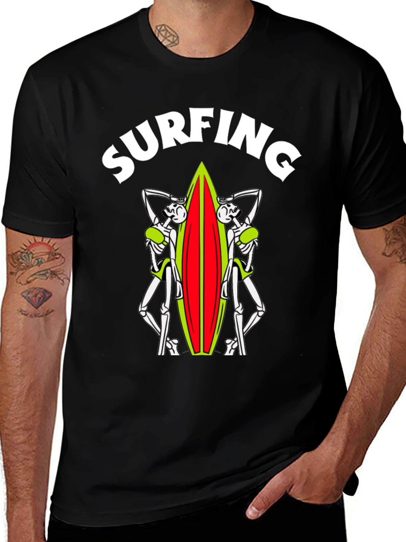 Skeleton Surfer T-Shirt - Ride the Afterlife!
