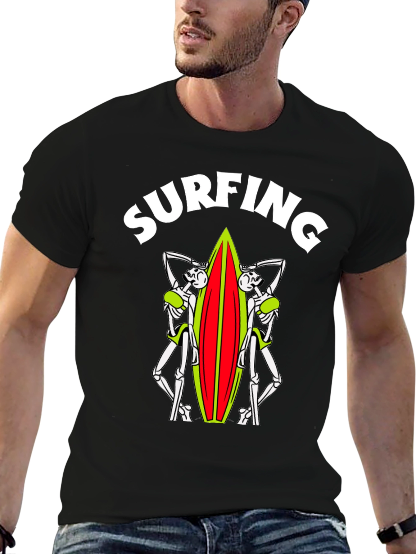 Skeleton Surfer T-Shirt - Ride the Afterlife!