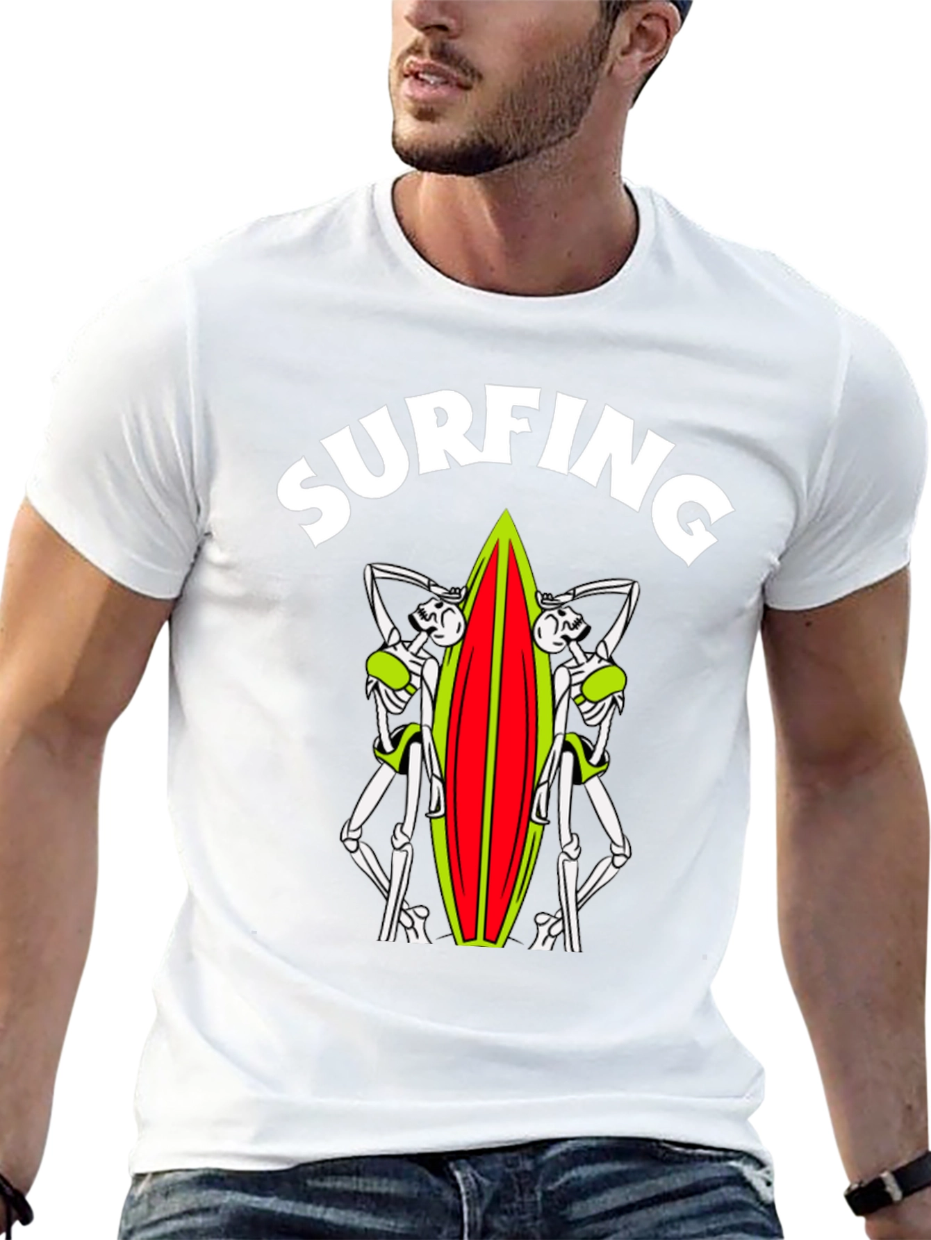 Skeleton Surfer T-Shirt - Ride the Afterlife!