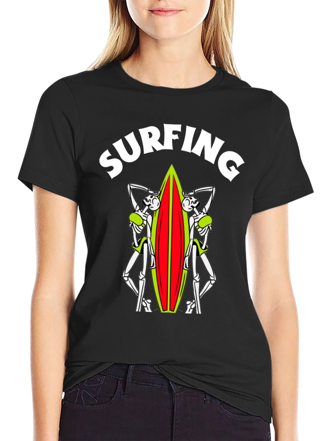 Skeleton Surfer T-Shirt - Ride the Afterlife!