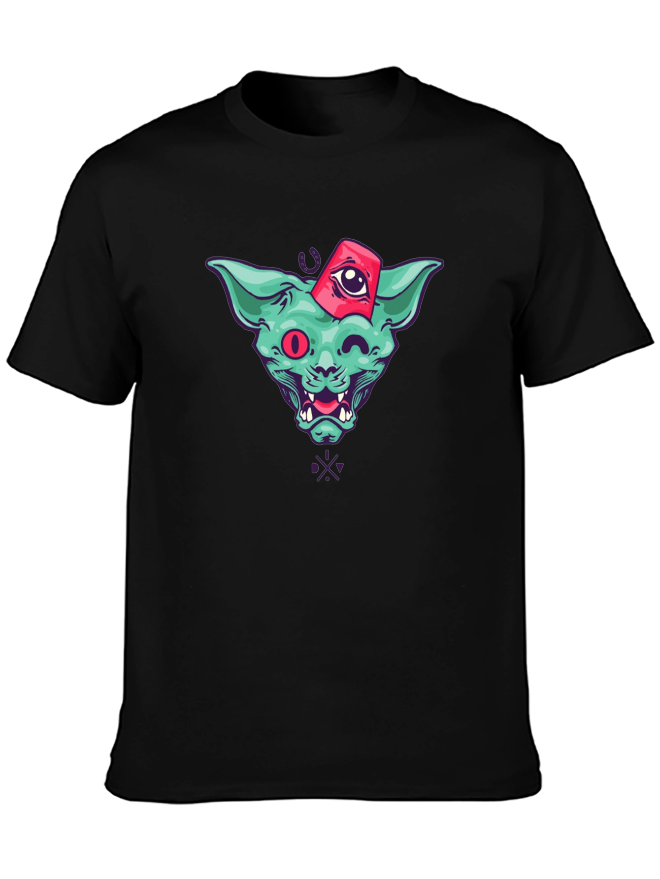 Mystic Cat Graphic T-Shirt - Black Cotton Tee