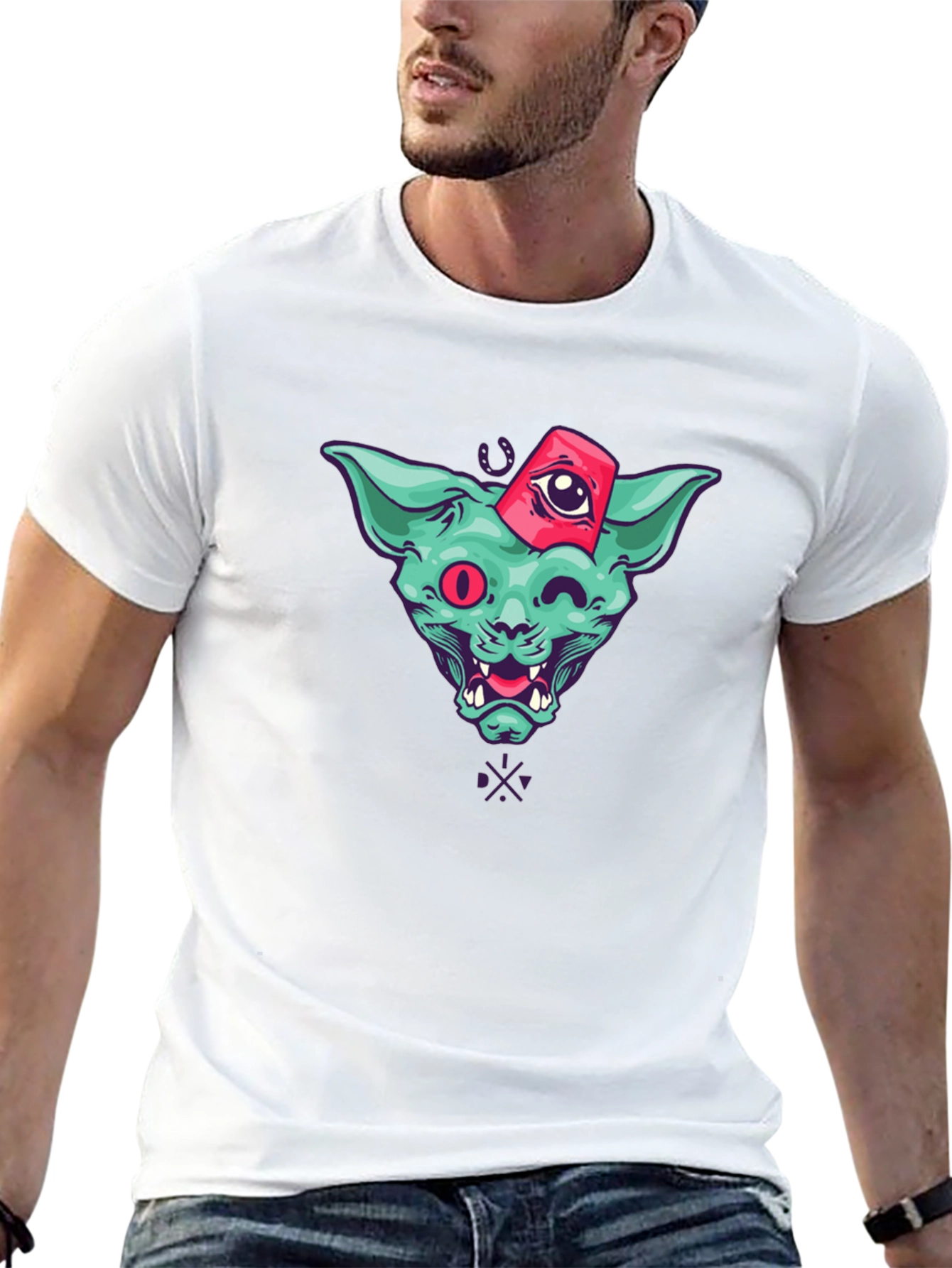 Mystic Cat Graphic T-Shirt - Black Cotton Tee