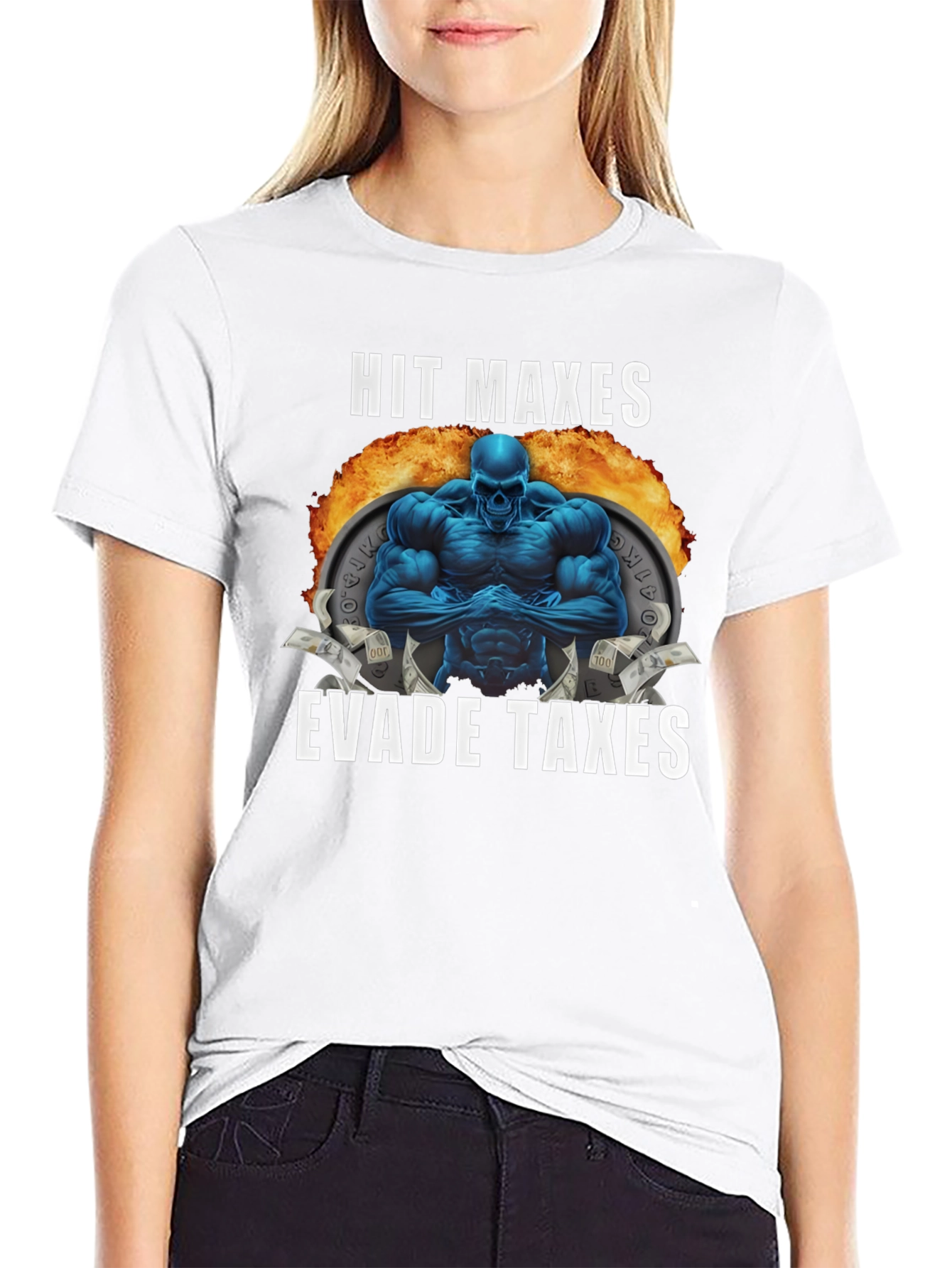 Hit Maxes Evade Taxes T-Shirt - Gym Bro Style