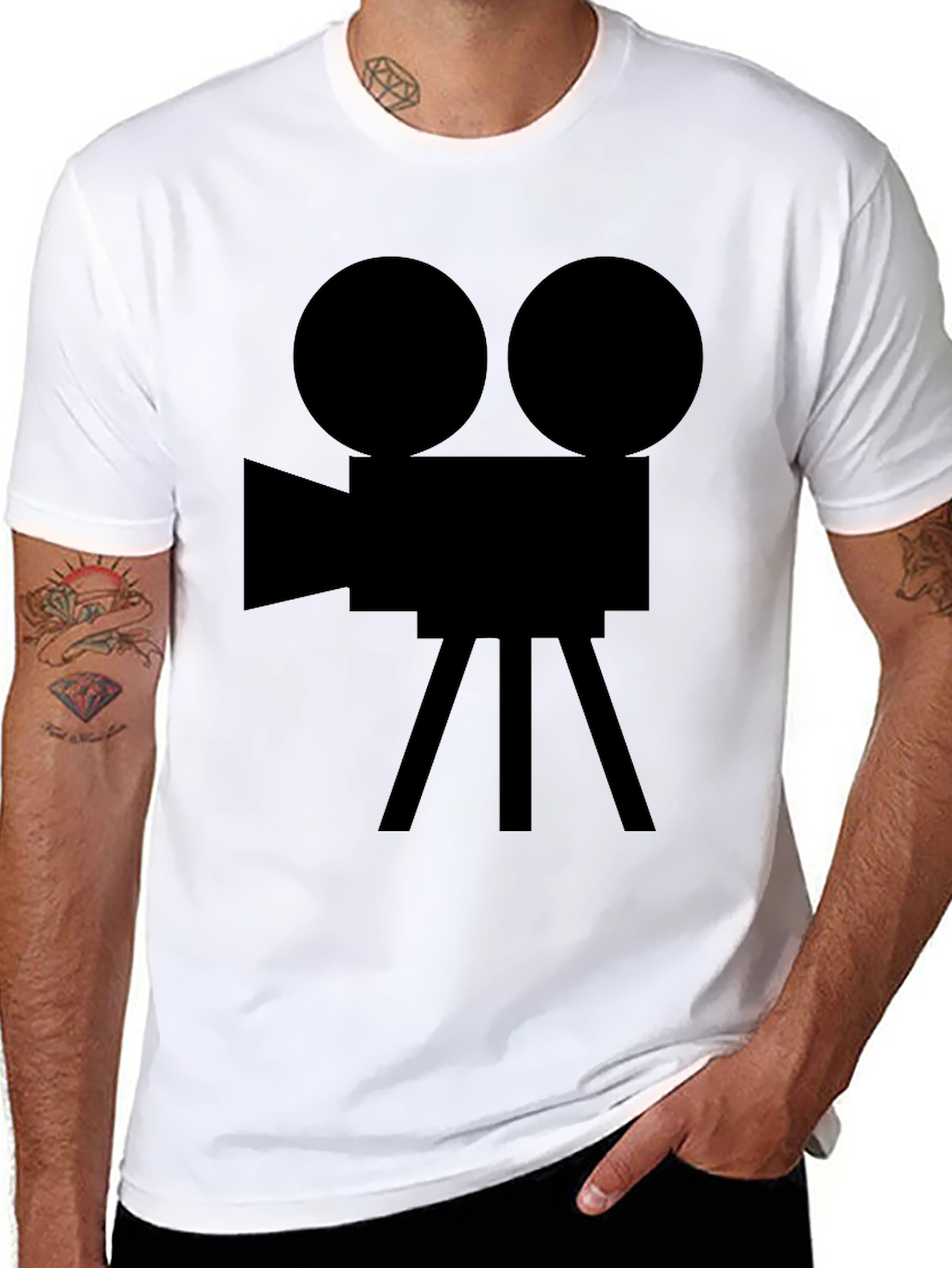 Retro Movie Camera Graphic Tee - Classic Filmmaker Style