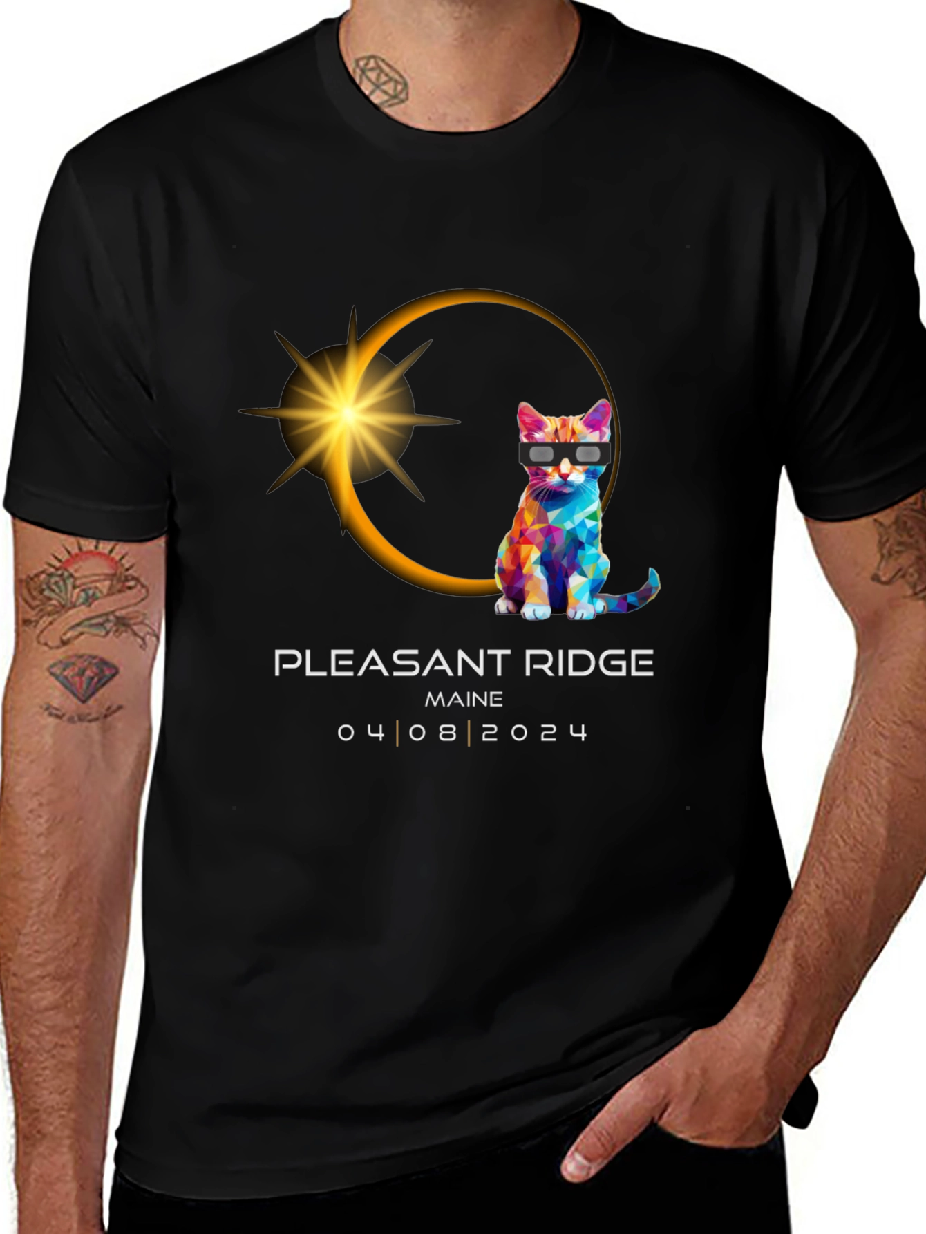 Pleasant Ridge Maine 2024 Eclipse Cat T-Shirt