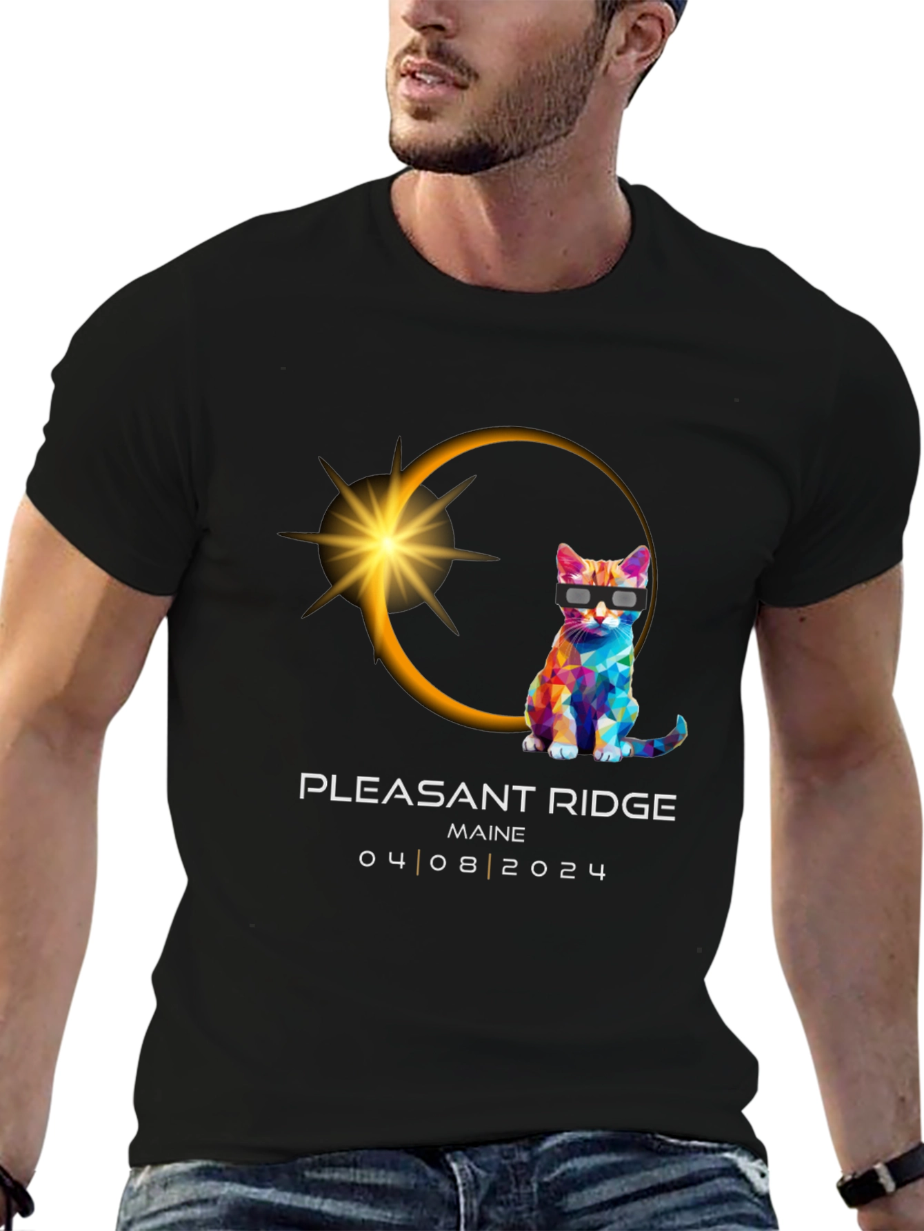 Pleasant Ridge Maine 2024 Eclipse Cat T-Shirt