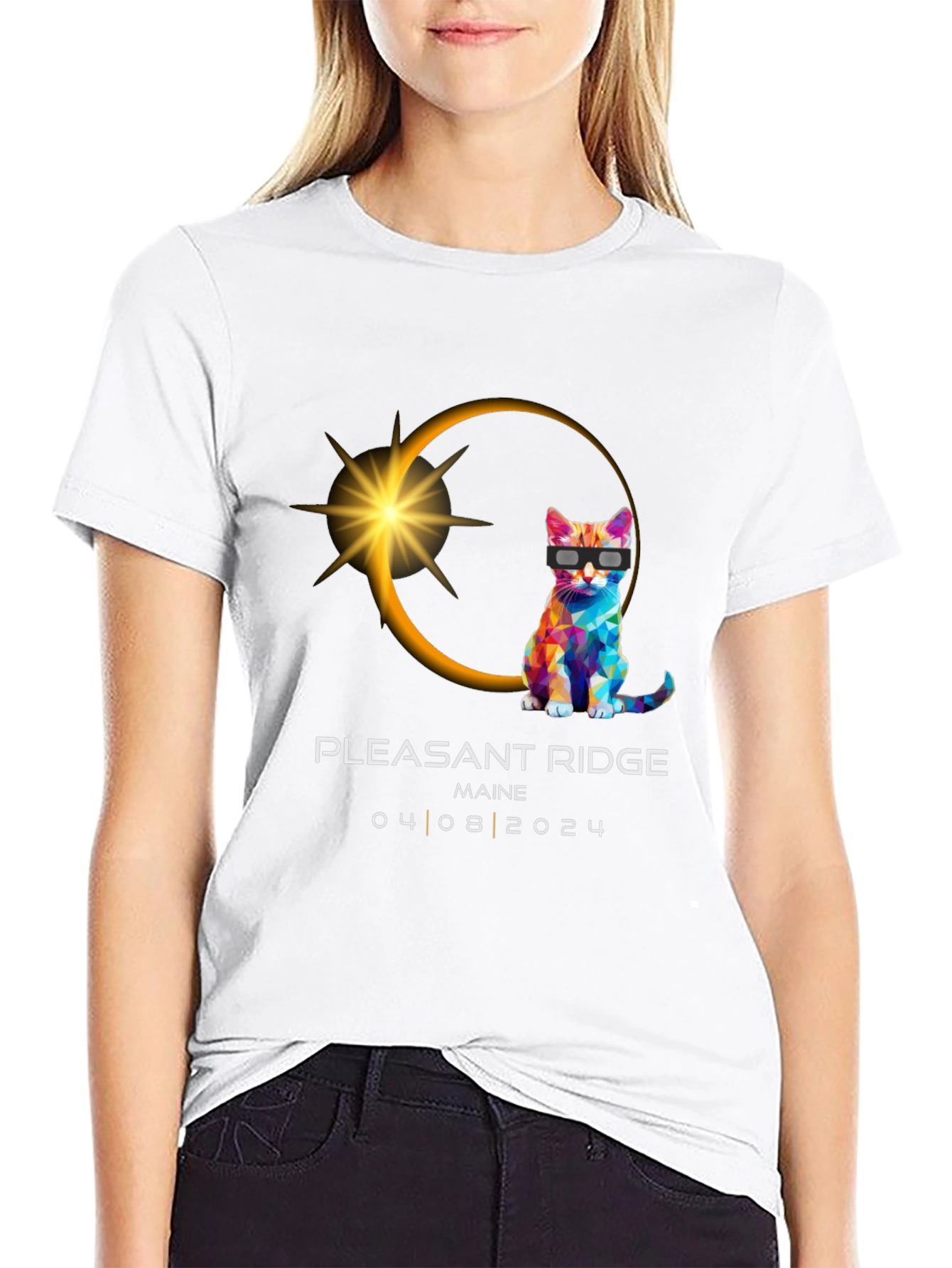 Pleasant Ridge Maine 2024 Eclipse Cat T-Shirt