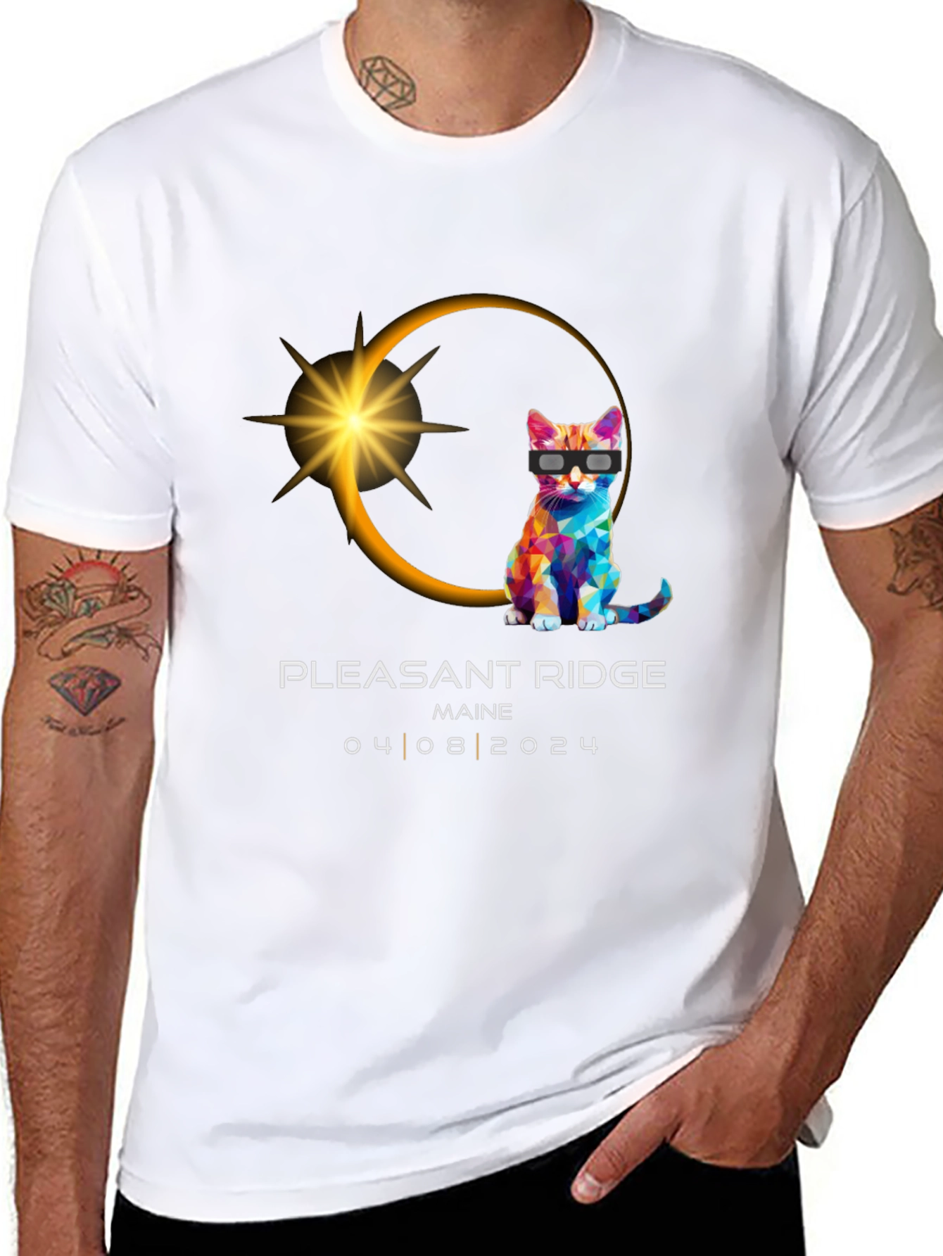 Pleasant Ridge Maine 2024 Eclipse Cat T-Shirt