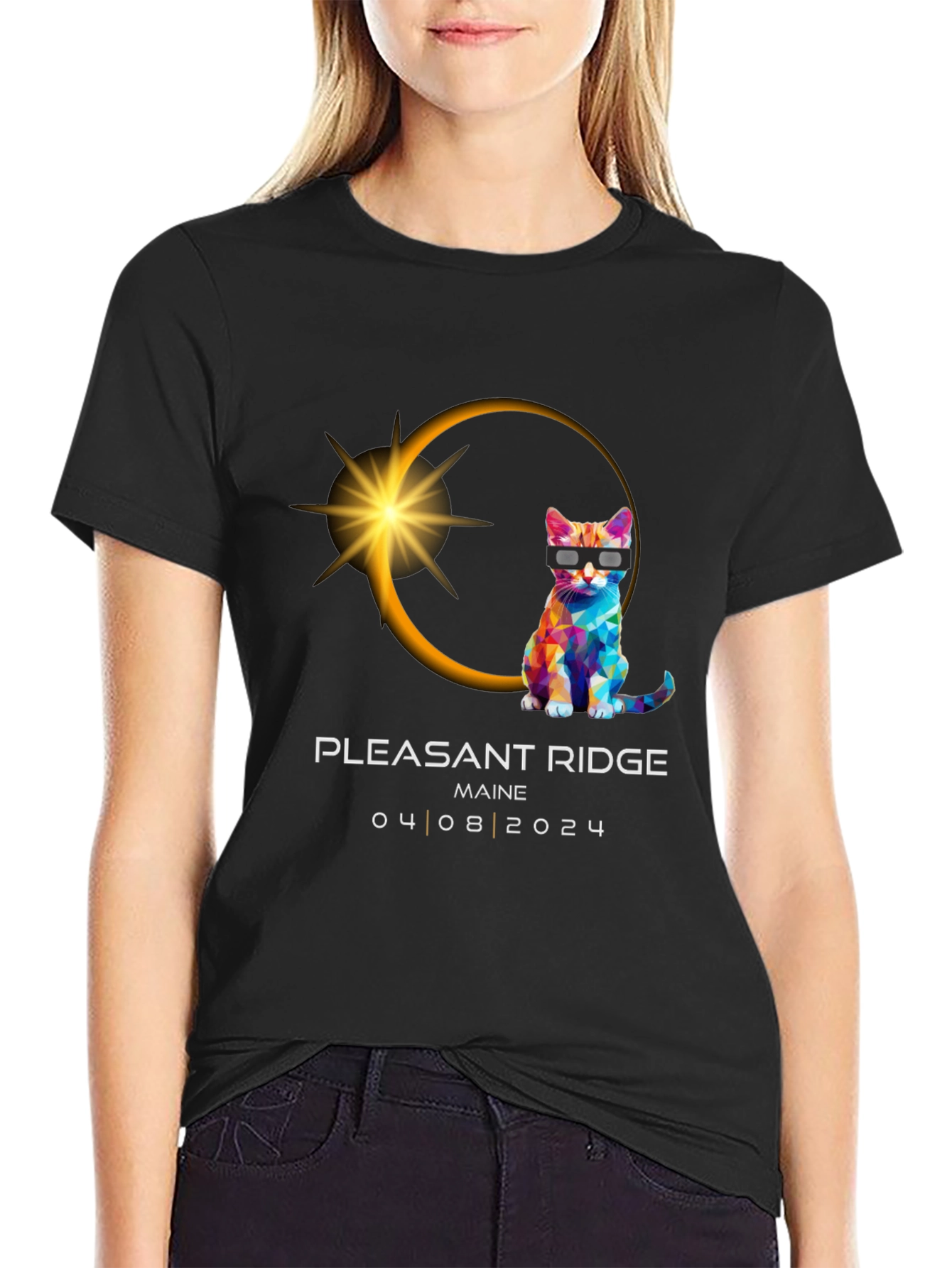 Pleasant Ridge Maine 2024 Eclipse Cat T-Shirt