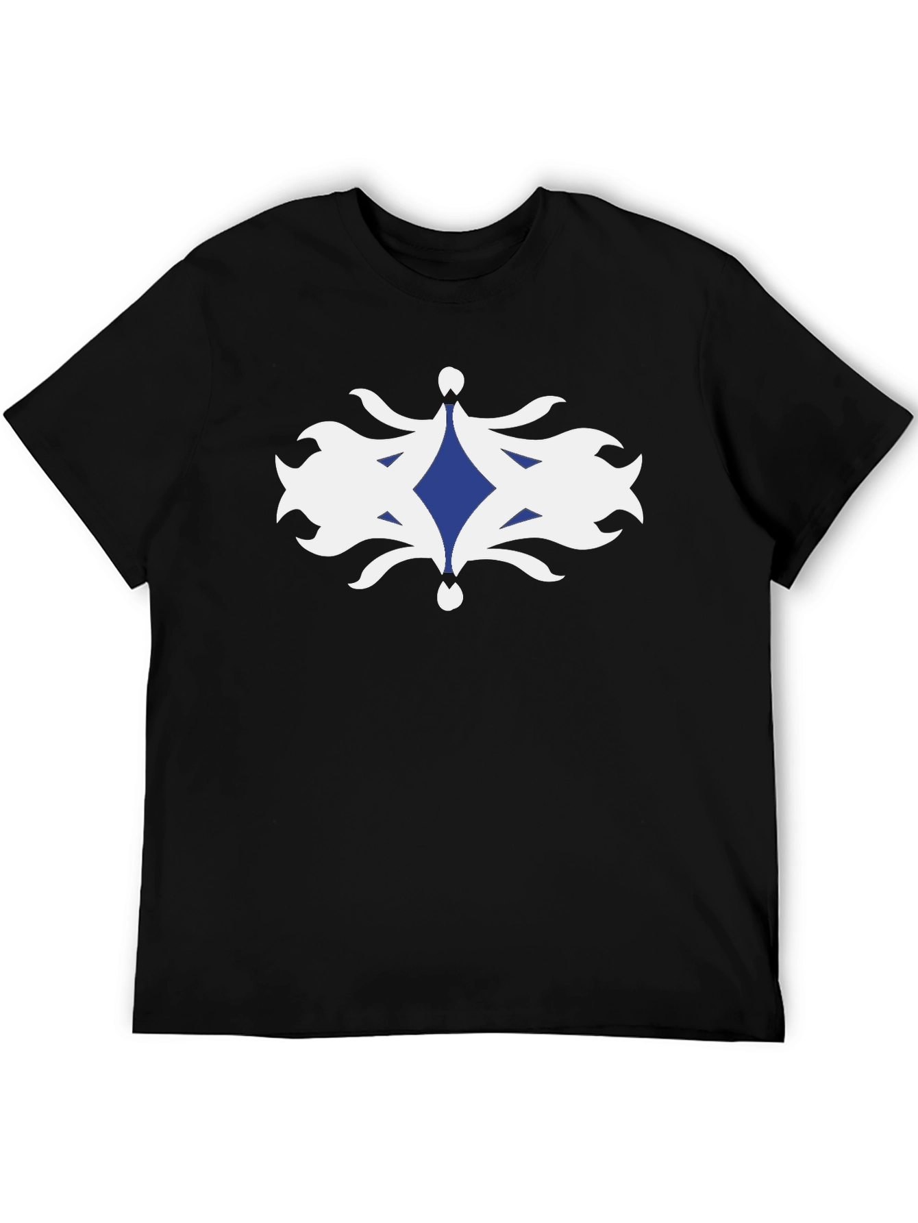 Stylish Black T-Shirt with Blue Diamond Graphic Design
