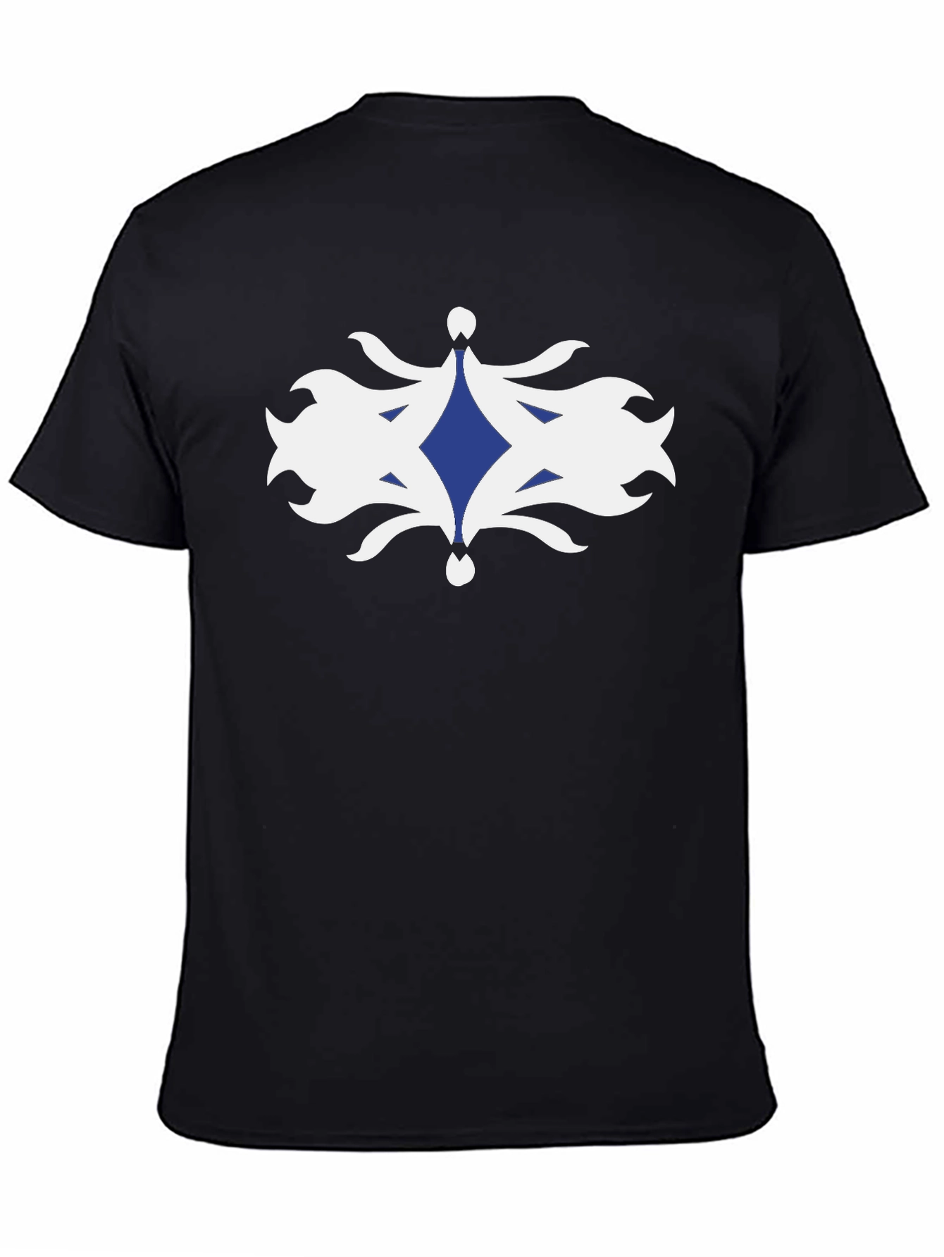 Stylish Black T-Shirt with Blue Diamond Graphic Design