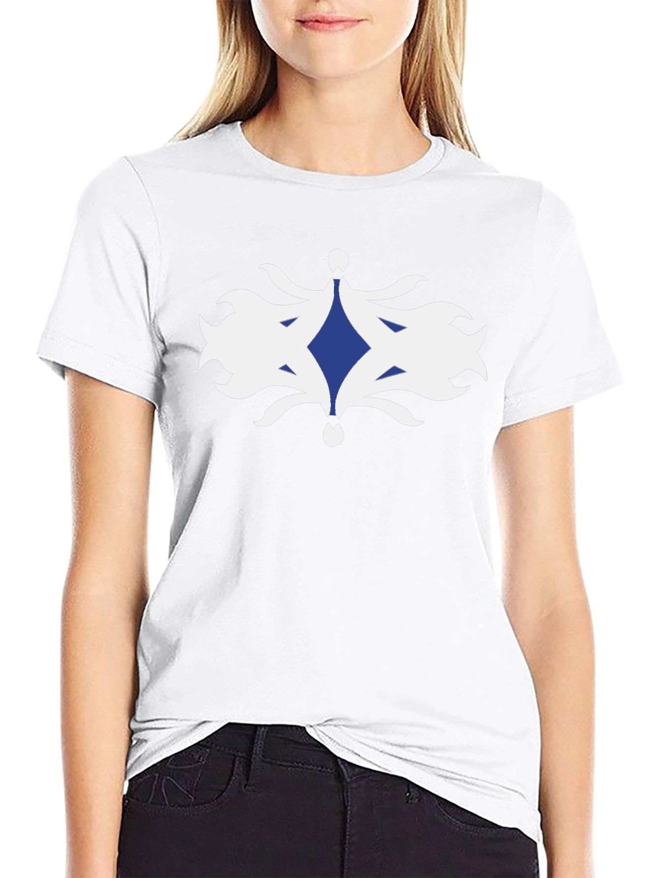 Stylish Black T-Shirt with Blue Diamond Graphic Design